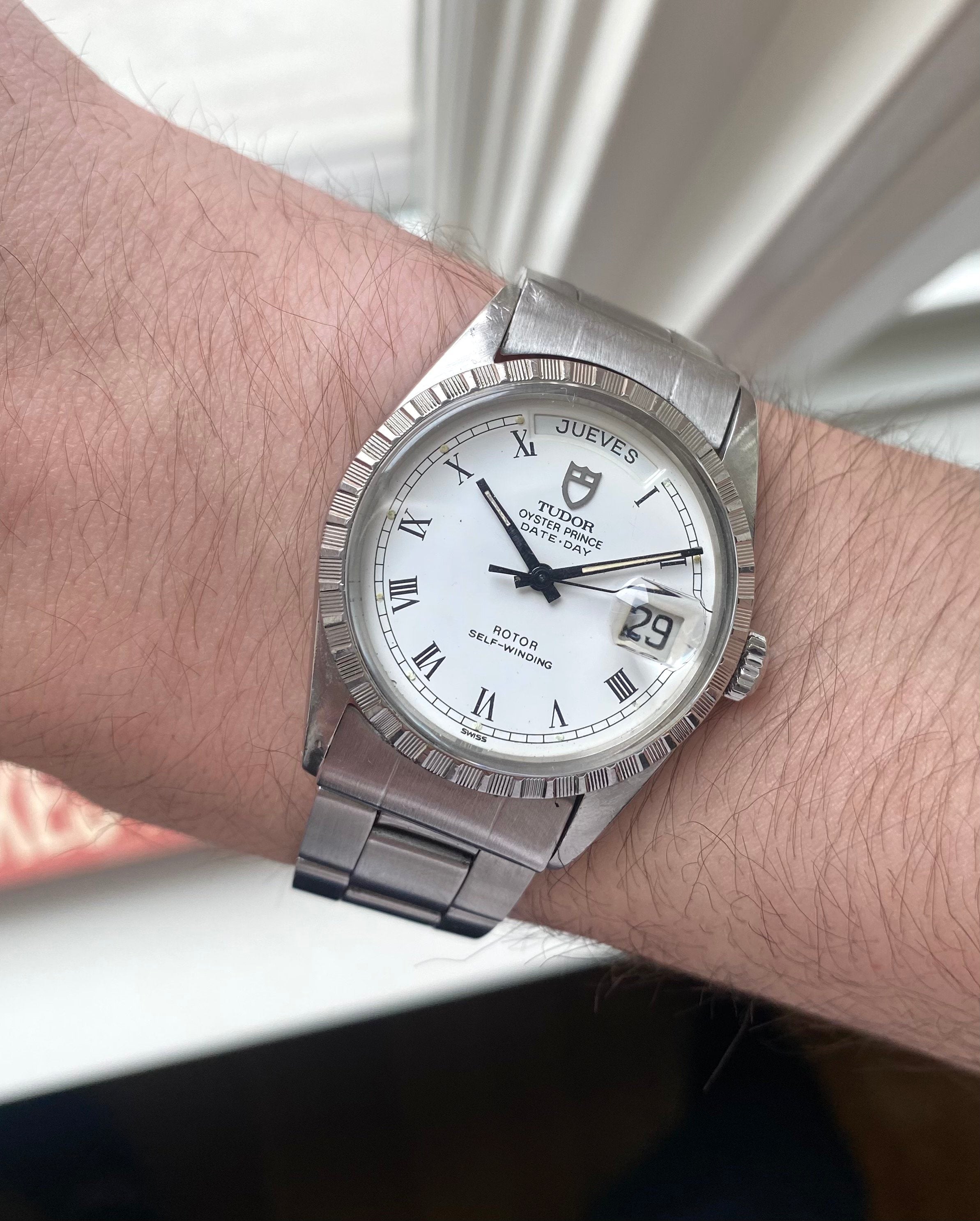 Tudor Date-day — White “Buckley” Dial