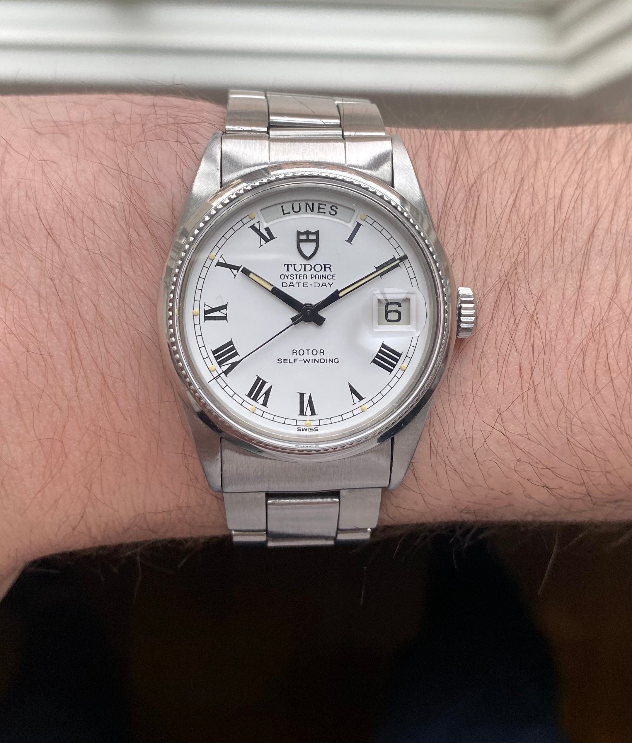 Tudor Date-day — White “Buckley” Dial