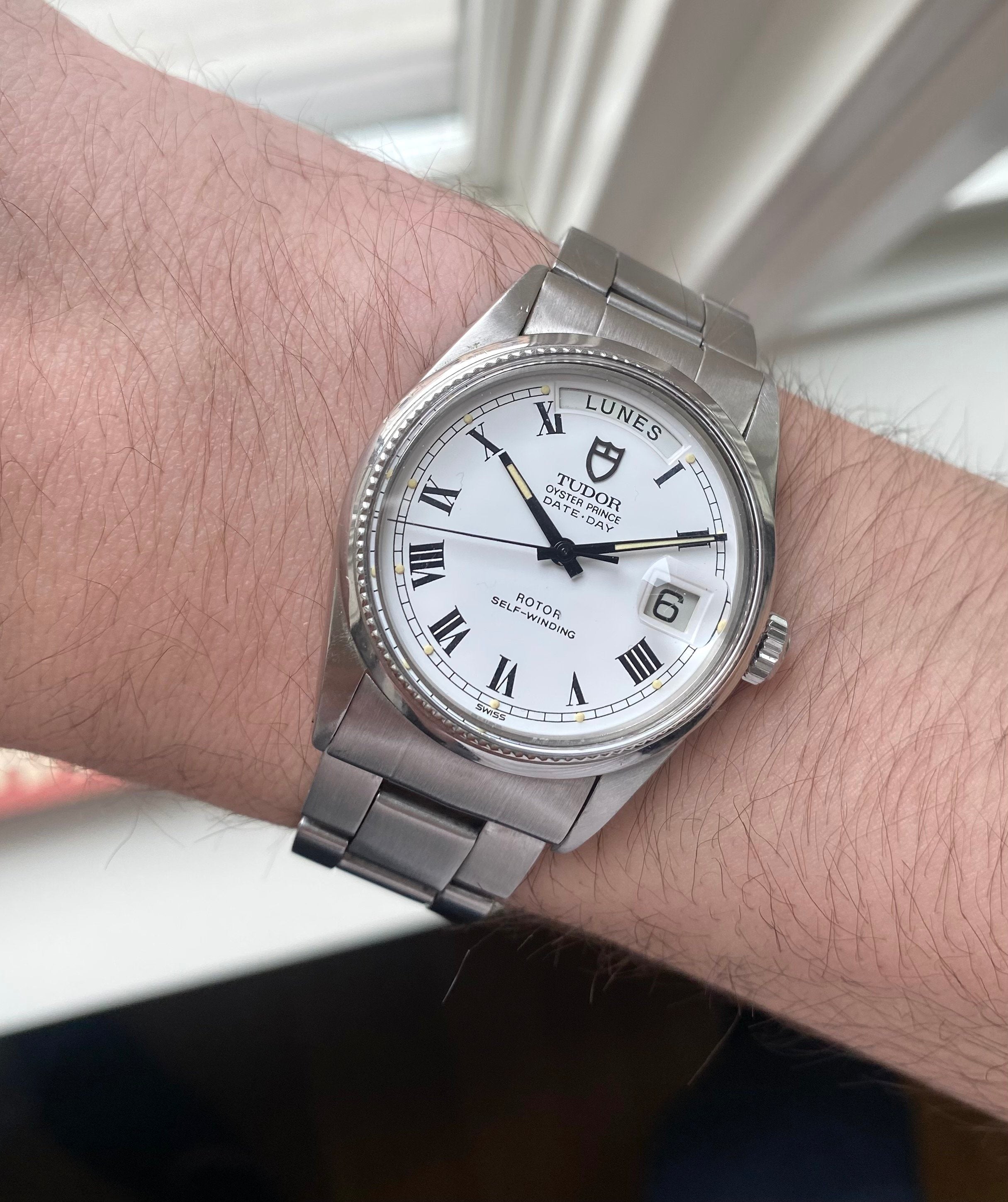 Tudor Date-day — White “Buckley” Dial