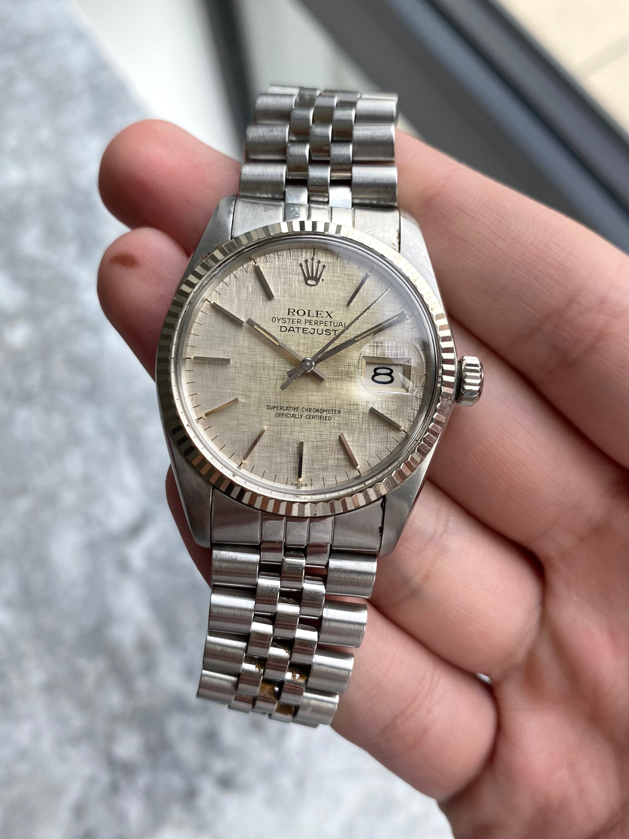 Rolex Datejust 16014 - Silver Linen.