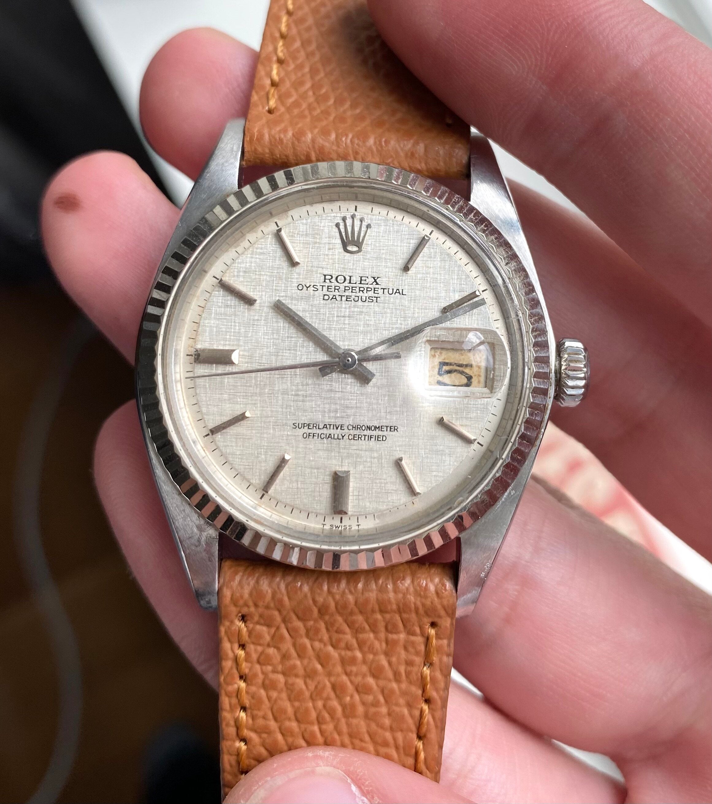 Rolex Datejust ref. 1601 — Silver Linen Dial