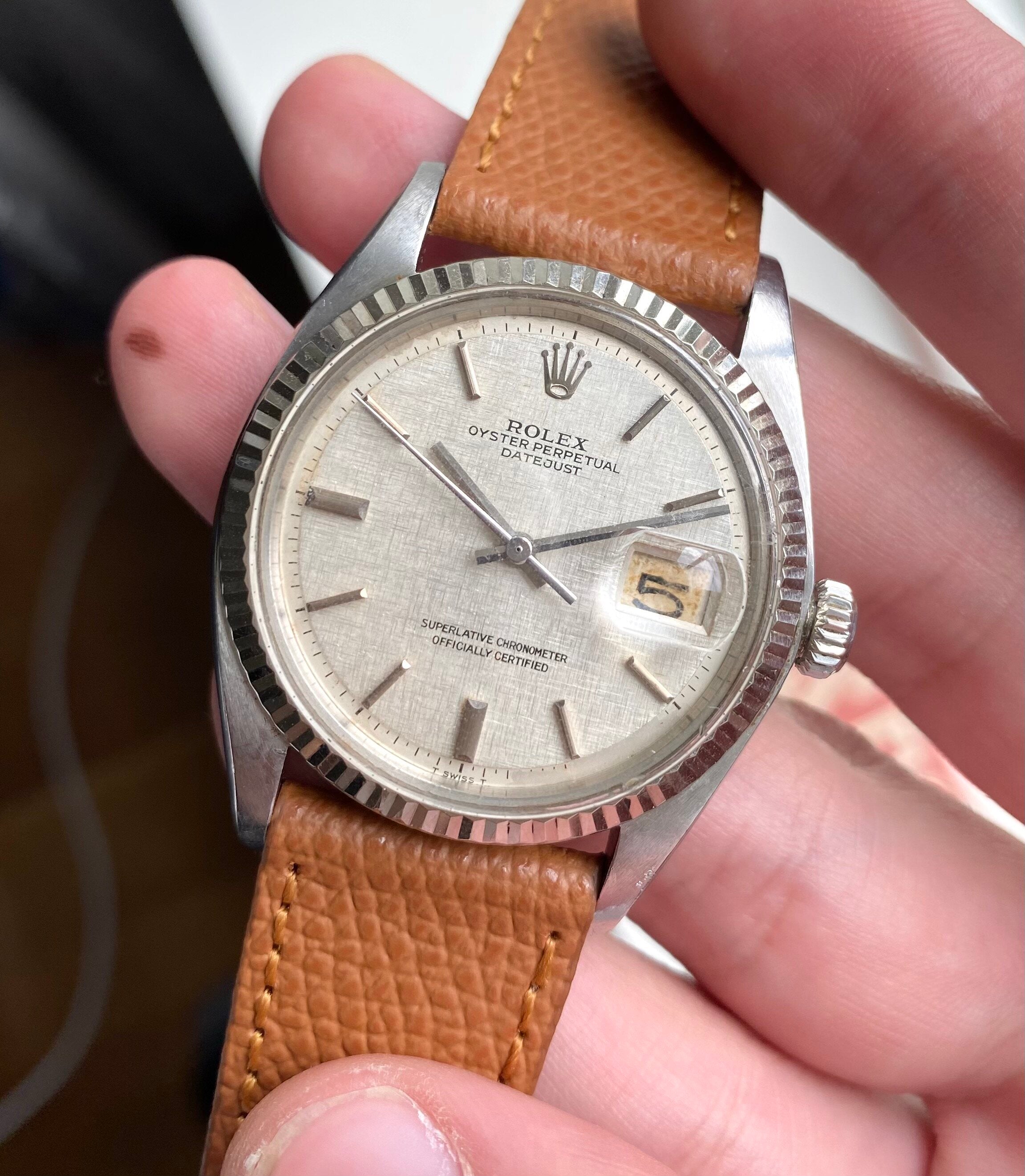 Rolex Datejust ref. 1601 — Silver Linen Dial