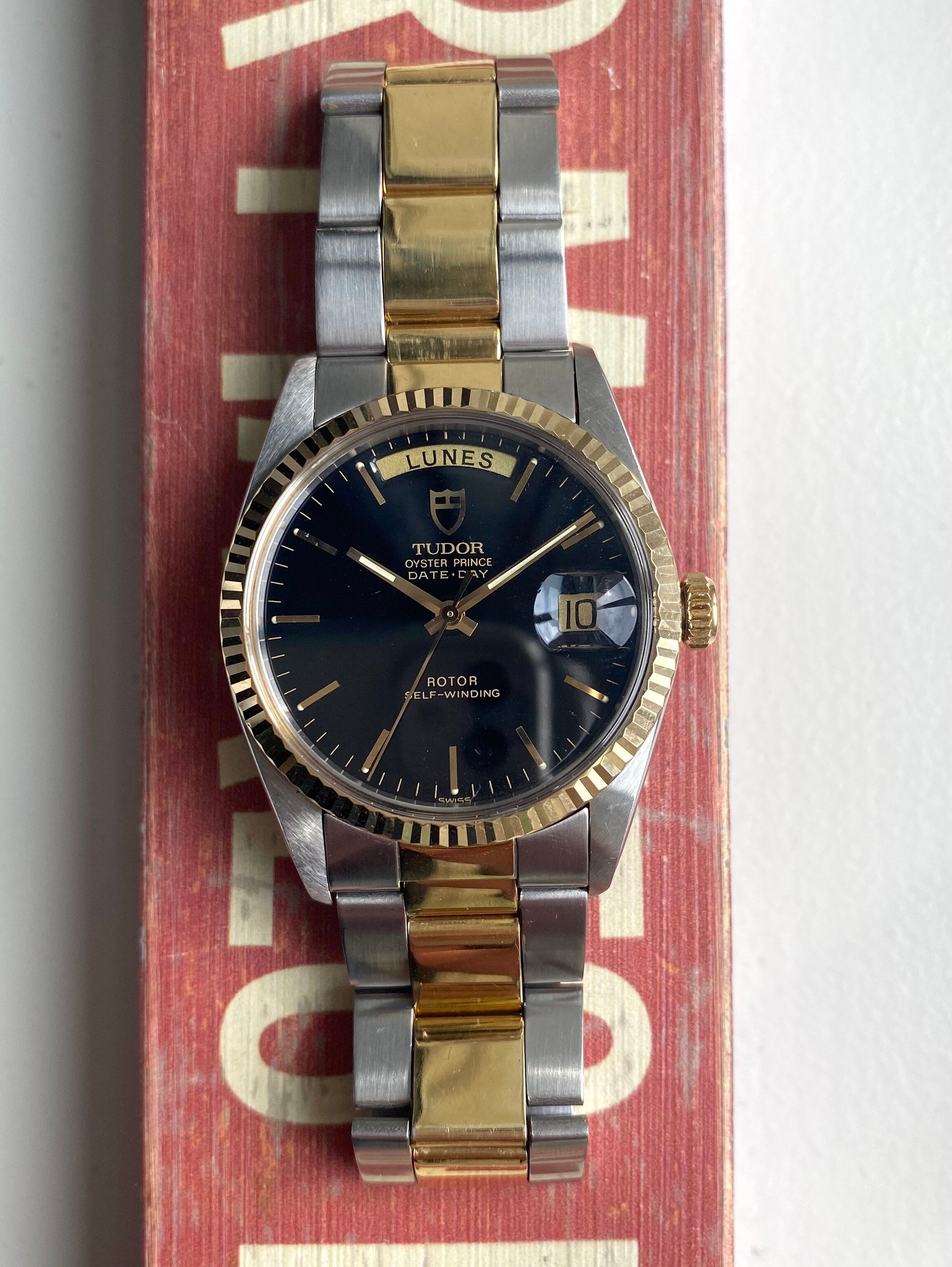 Tudor Oyster Prince Date-day — Two-tone Glossy Black Dial