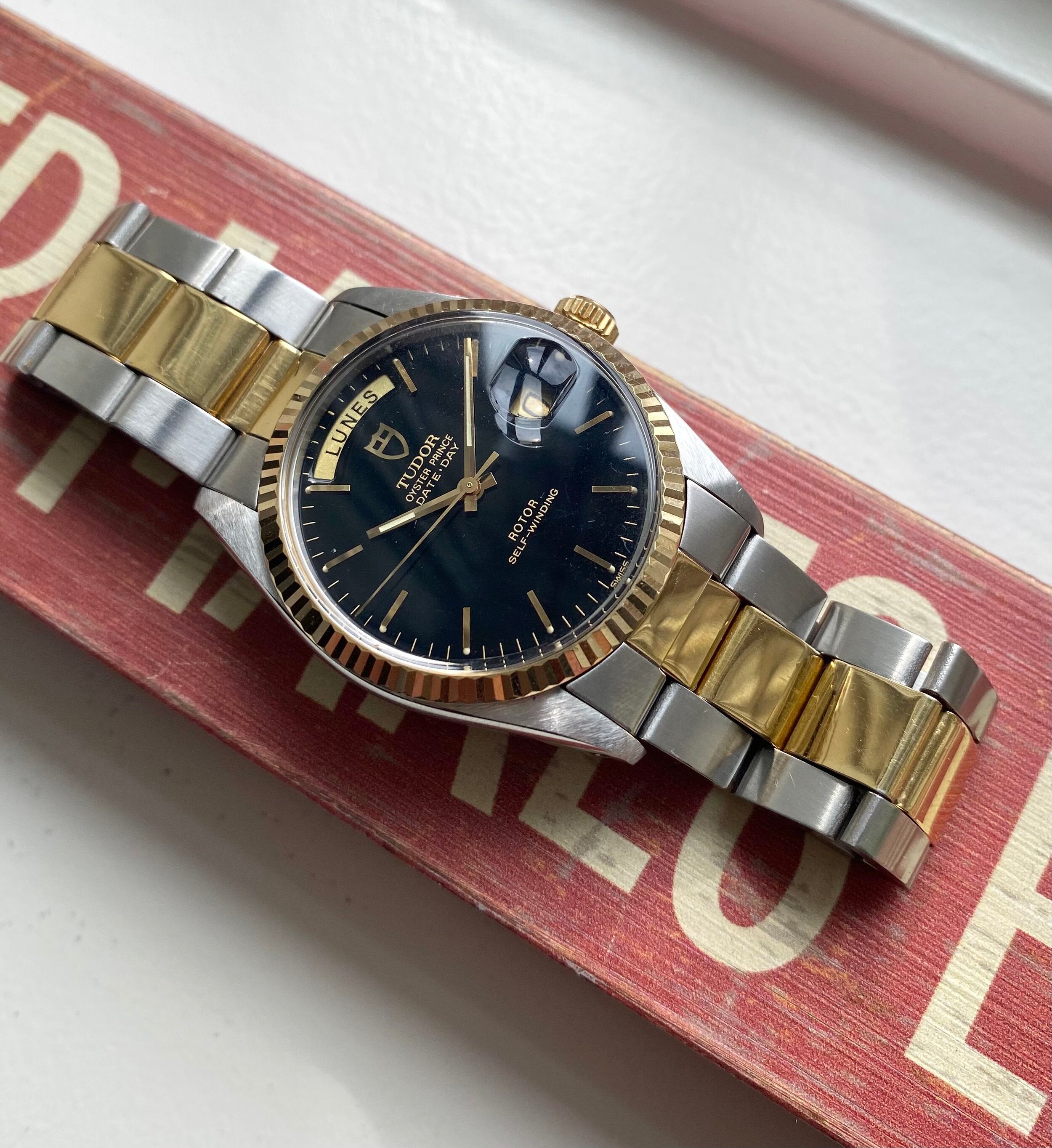 Tudor Oyster Prince Date-day — Two-tone Glossy Black Dial