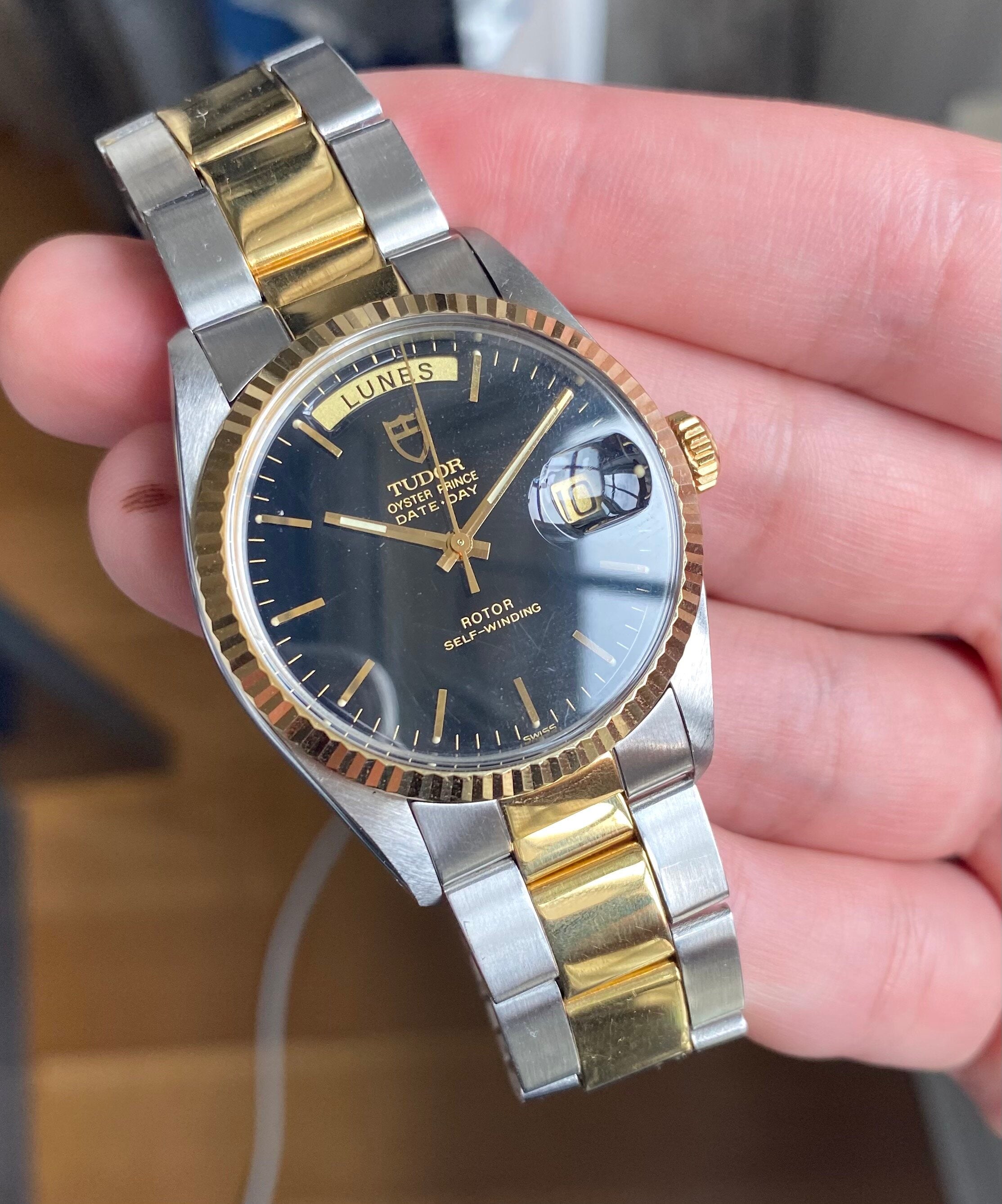 Tudor Oyster Prince Date-day — Two-tone Glossy Black Dial