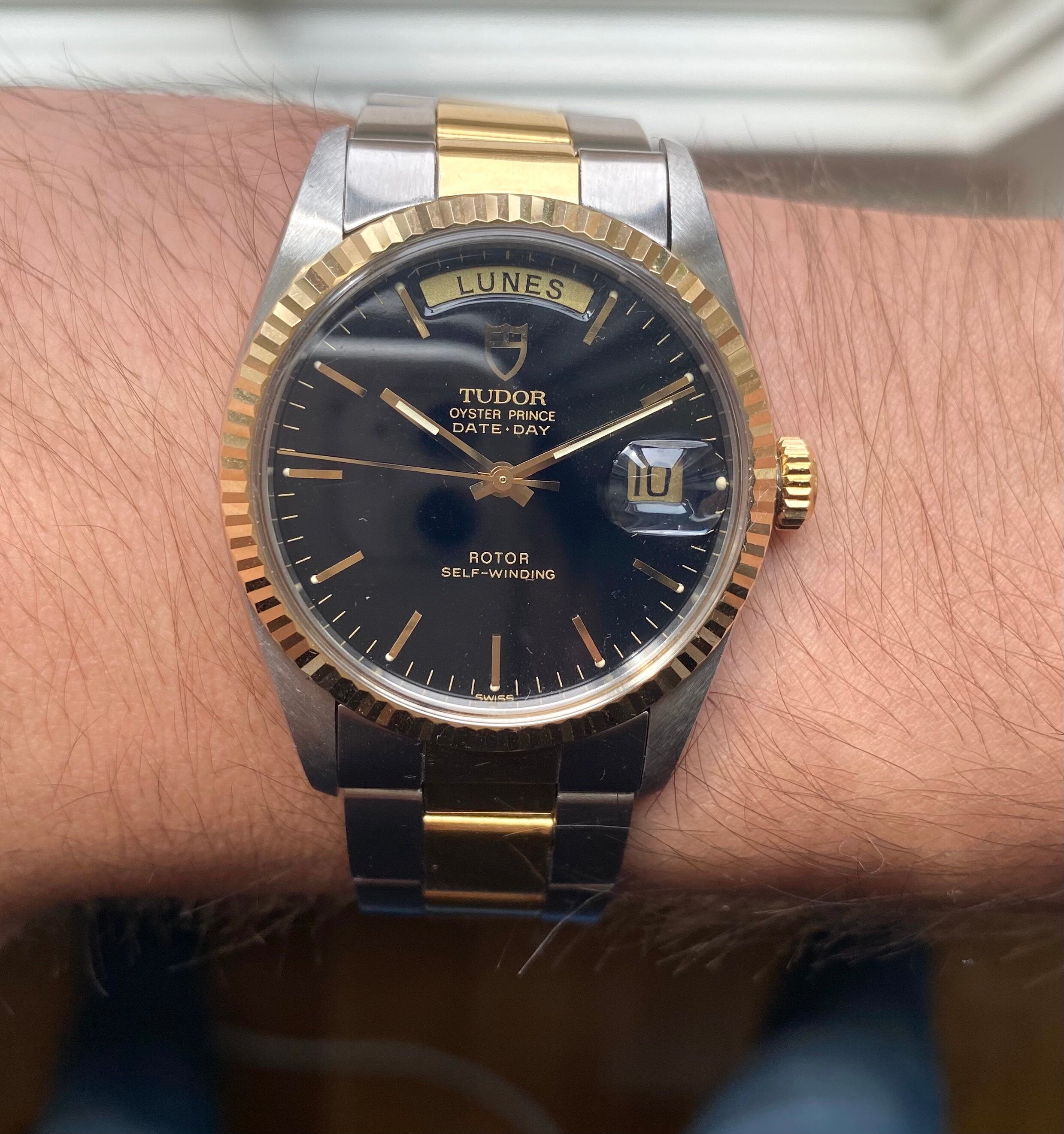 Tudor Oyster Prince Date-day — Two-tone Glossy Black Dial