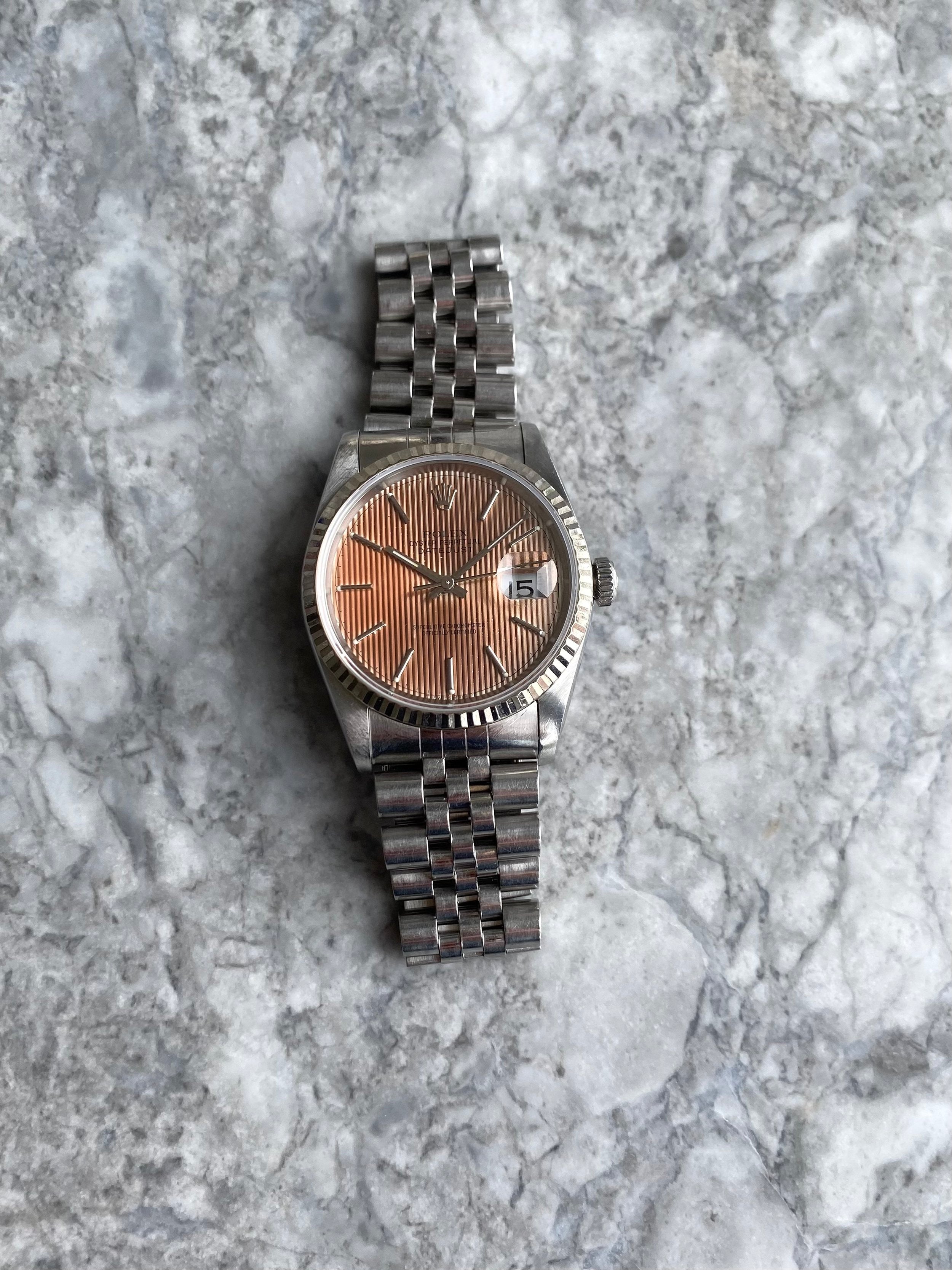 Rolex Datejust 16234 - Salmon Tapestry Dial.