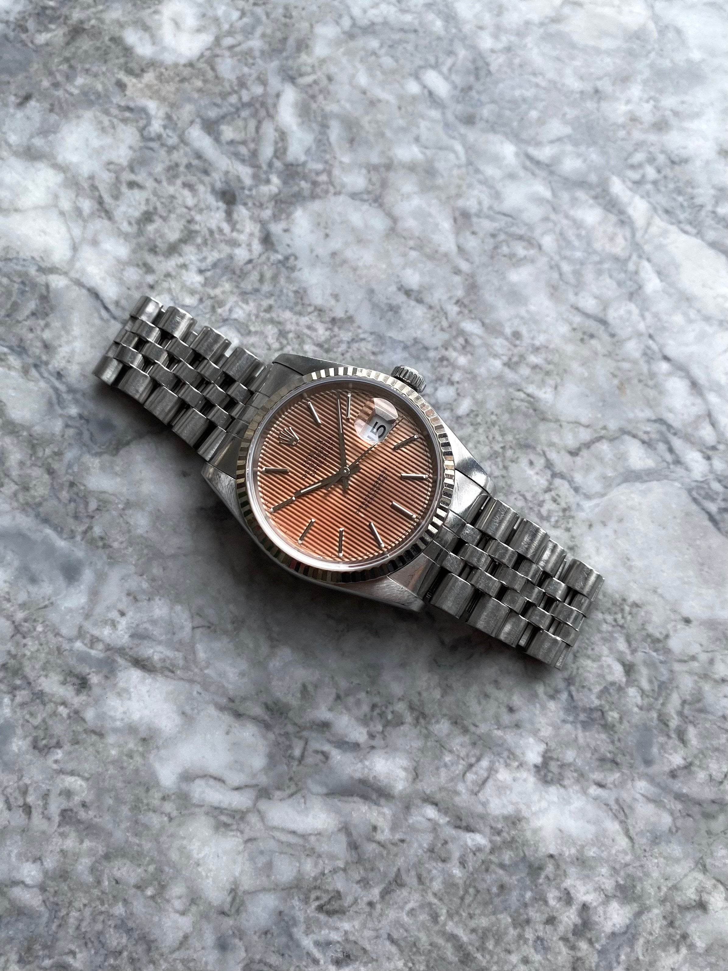 Rolex Datejust 16234 - Salmon Tapestry Dial.