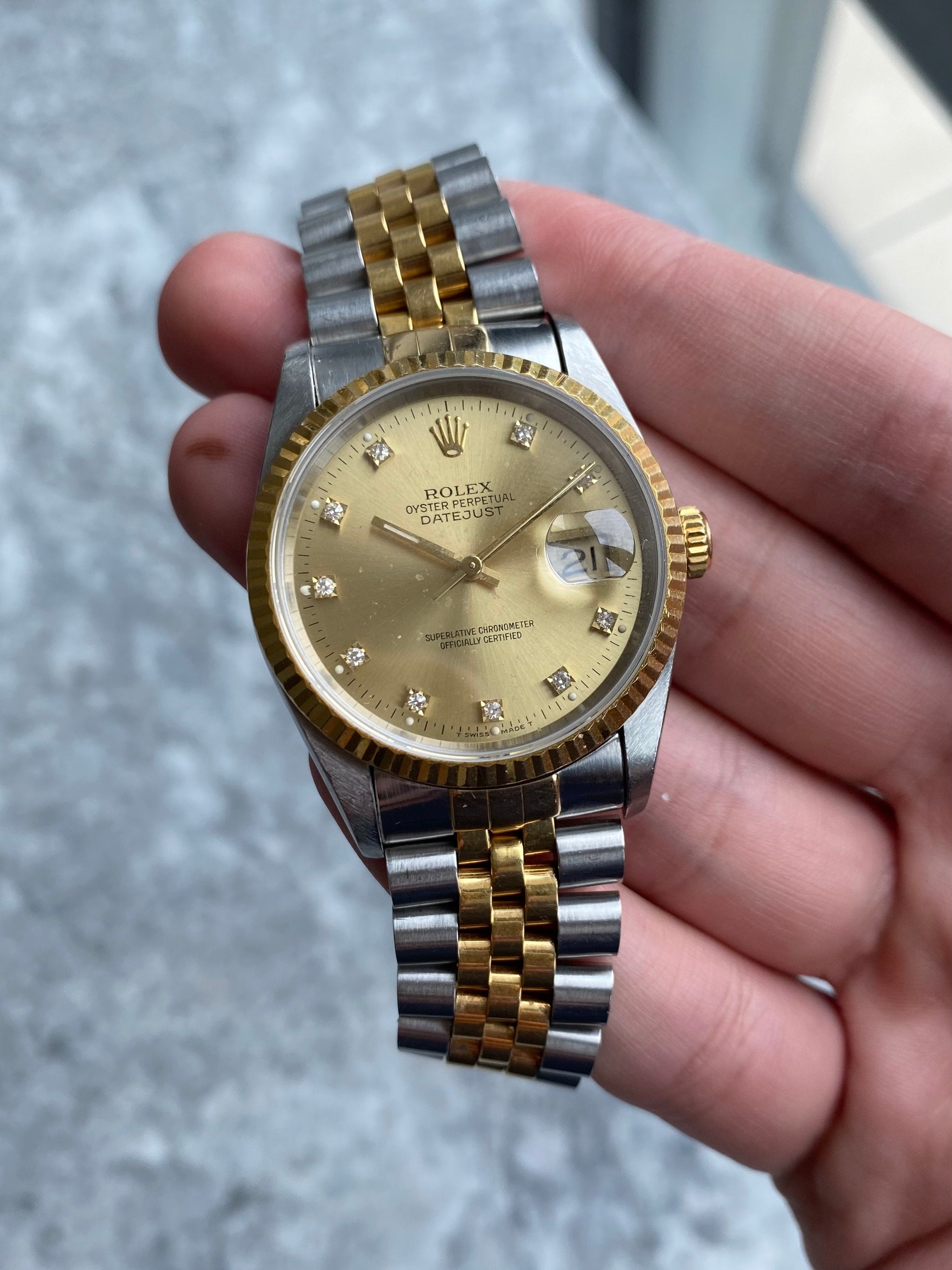 Rolex Datejust 16233G - Factory Diamond Dial.