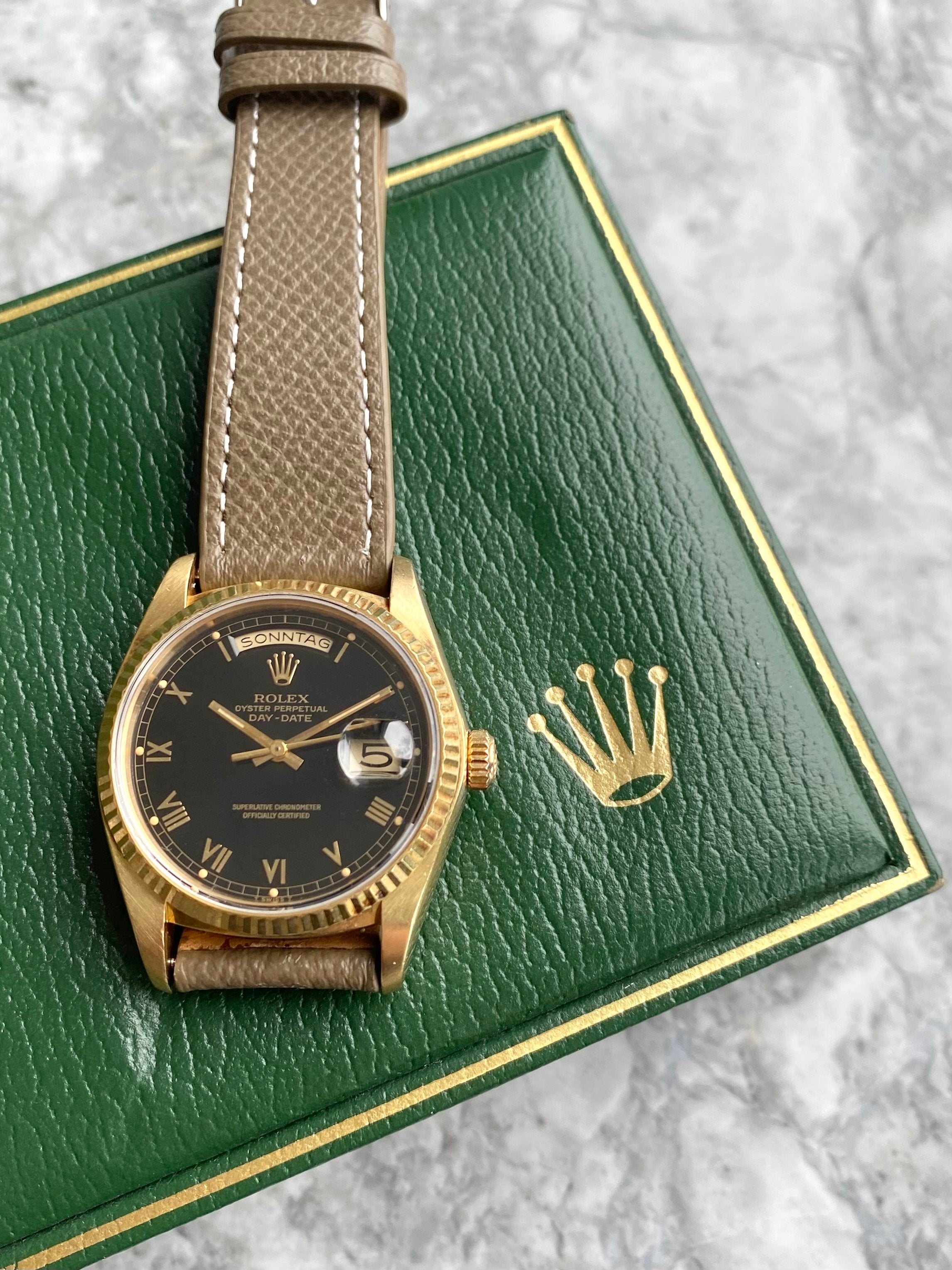 Rolex Daydate 18038 - Black Roman Numerals.