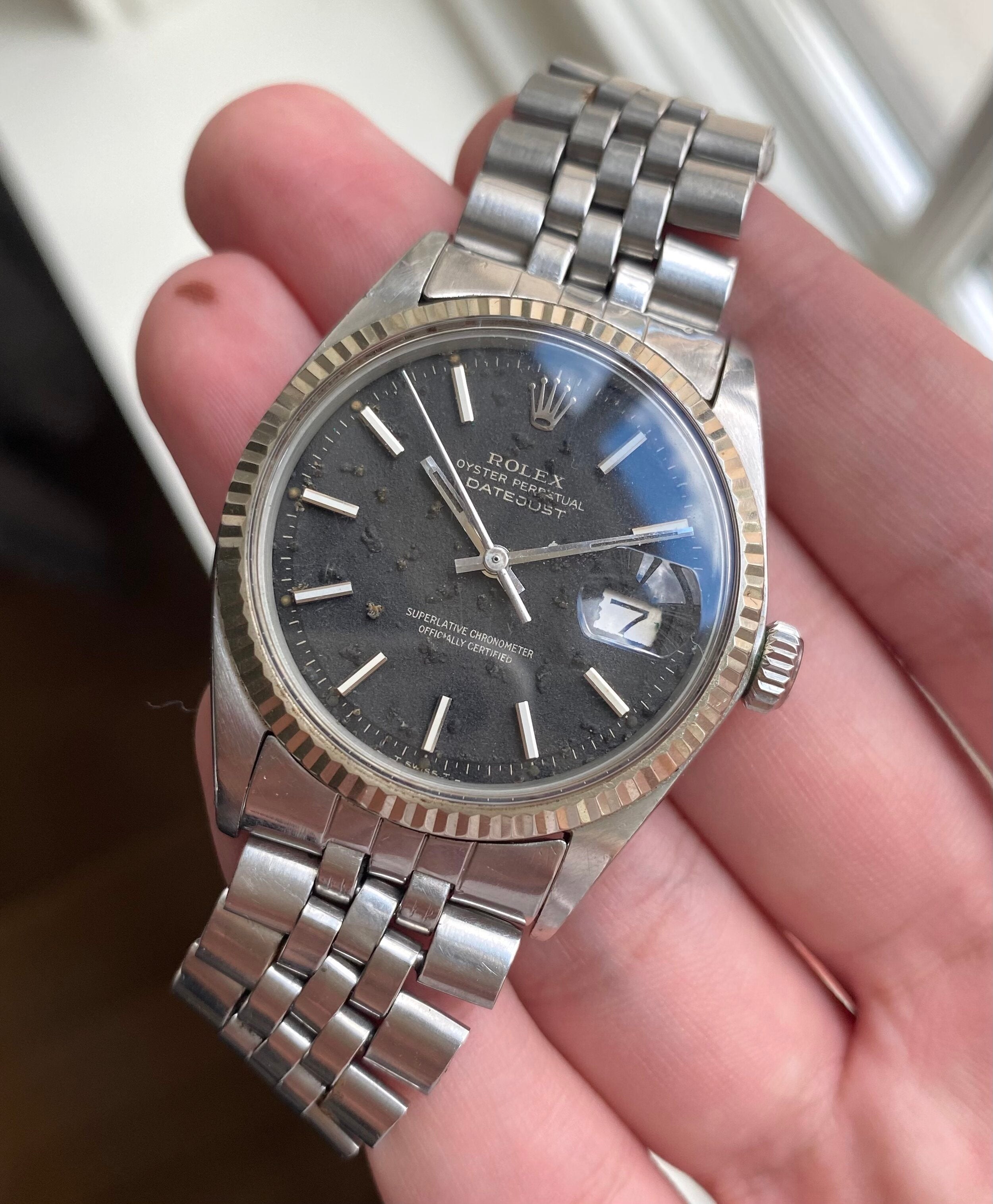 Rolex Datejust ref. 1601 — Matte Black Dial