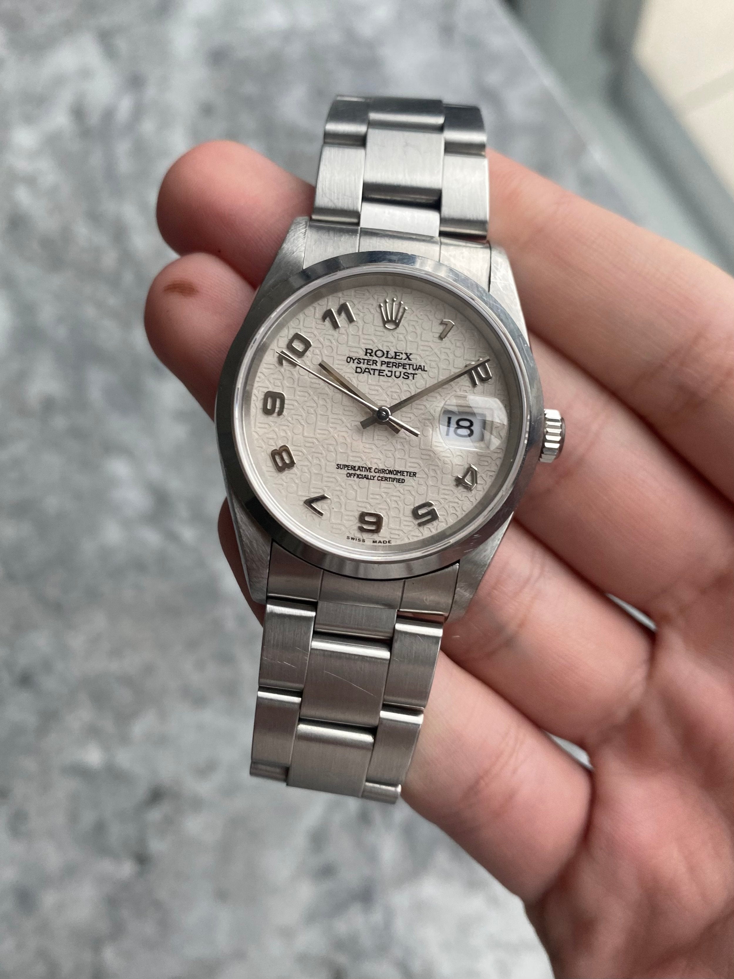 Rolex Datejust 16200 - Silver “Jubilee” Dial.