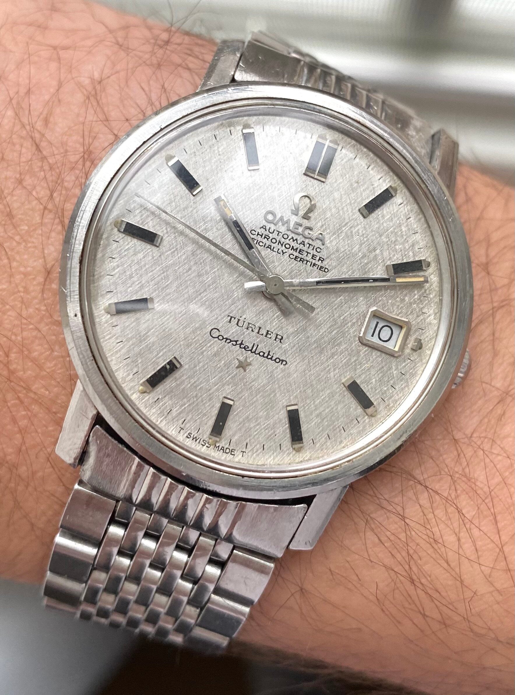 Omega constellation linen dial best sale