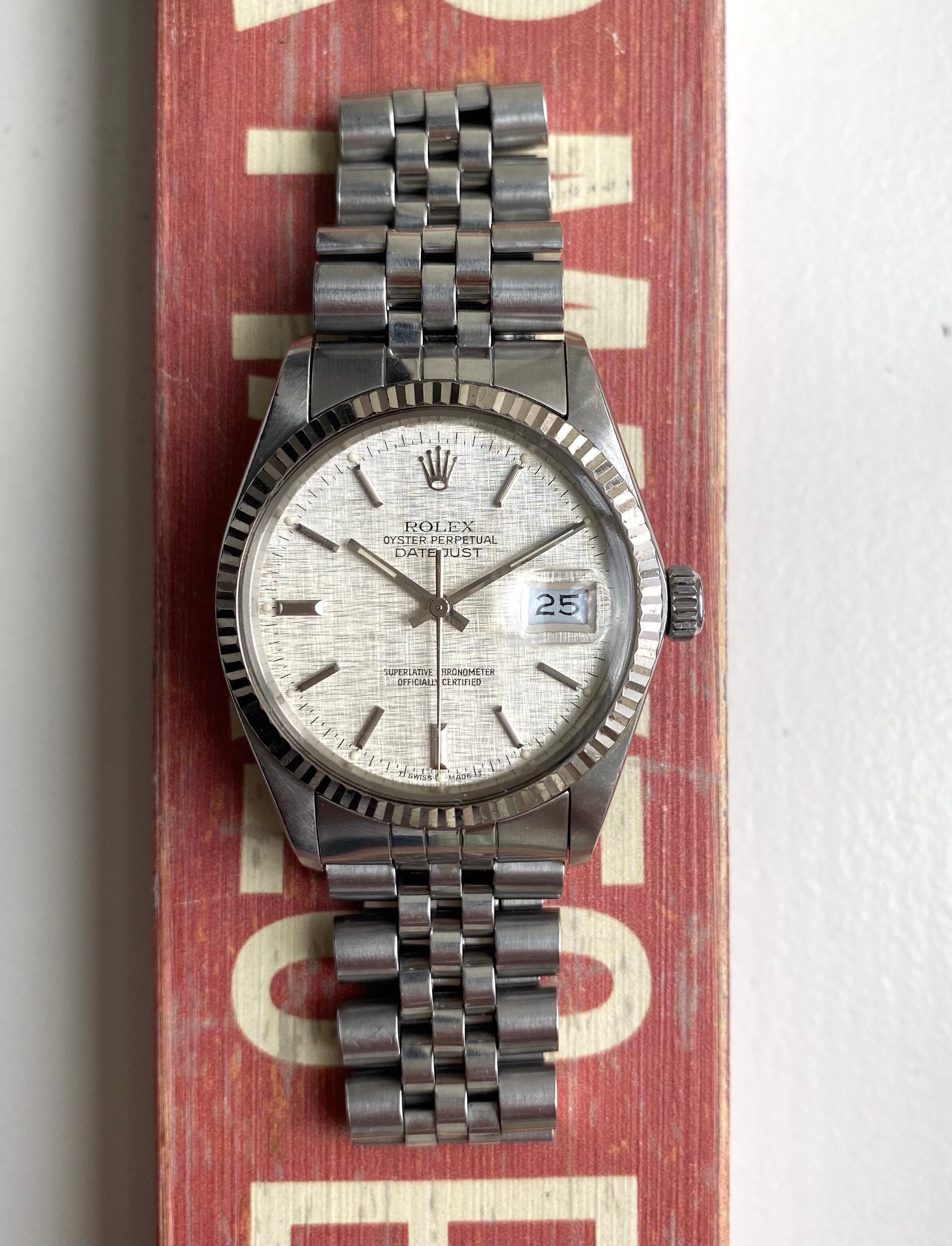 Rolex Datejust ref. 16014 — Linen Dial with Papers