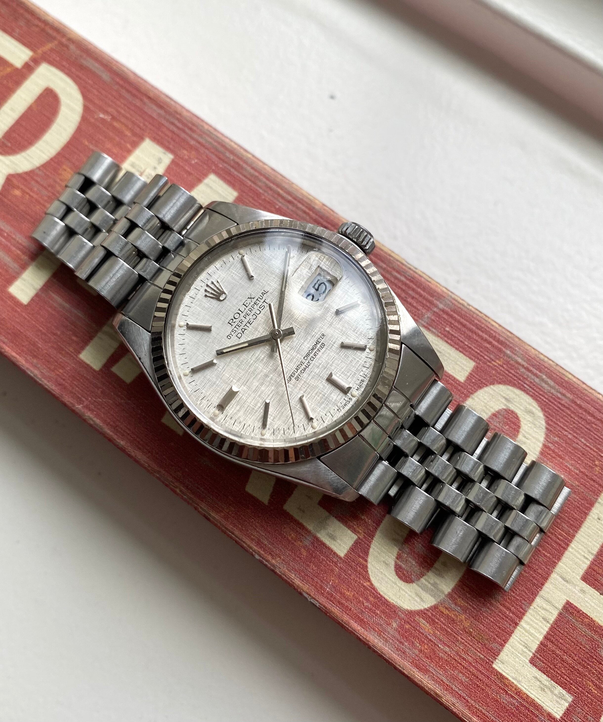 Rolex Datejust ref. 16014 — Linen Dial with Papers