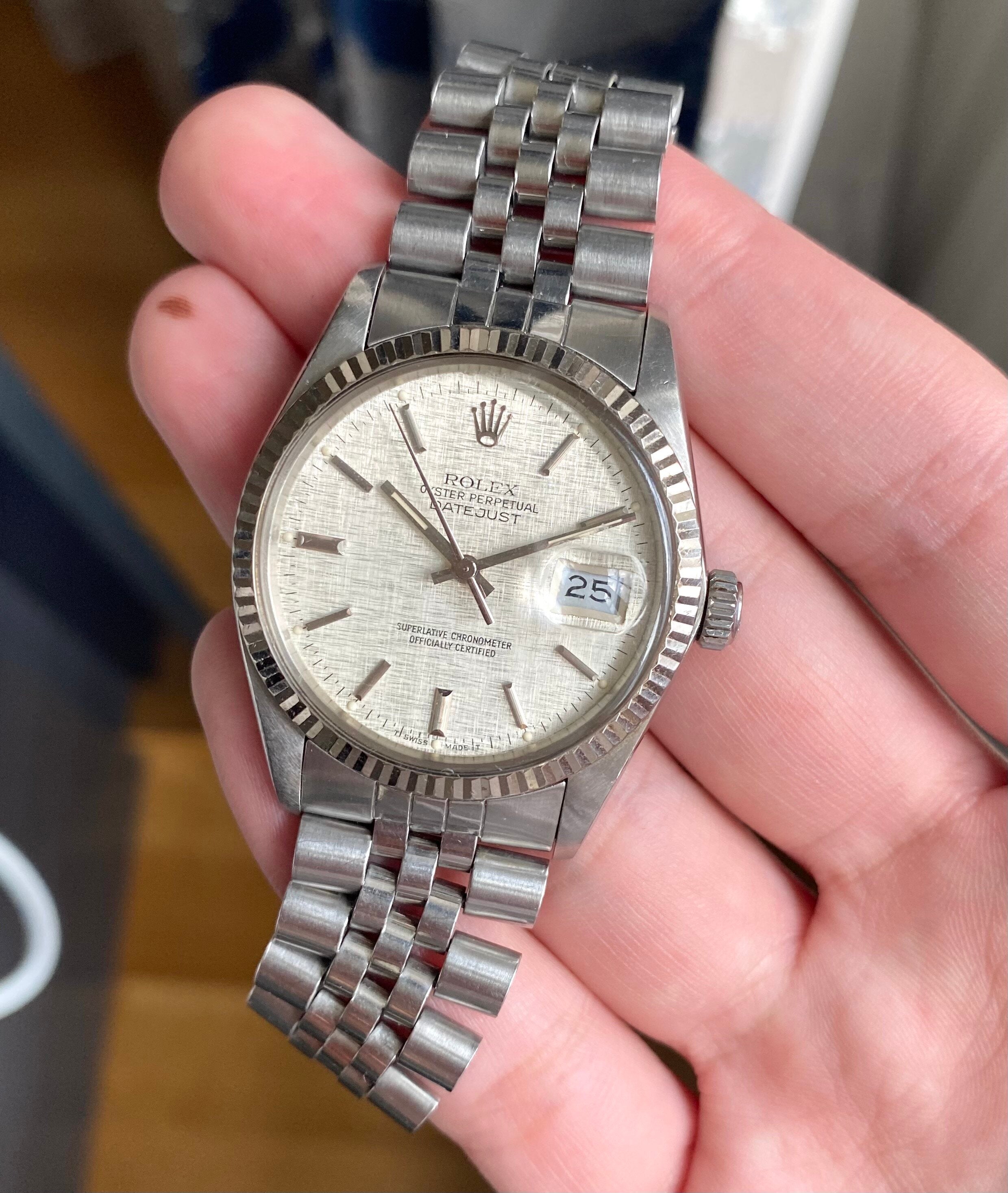 Rolex Datejust ref. 16014 — Linen Dial with Papers