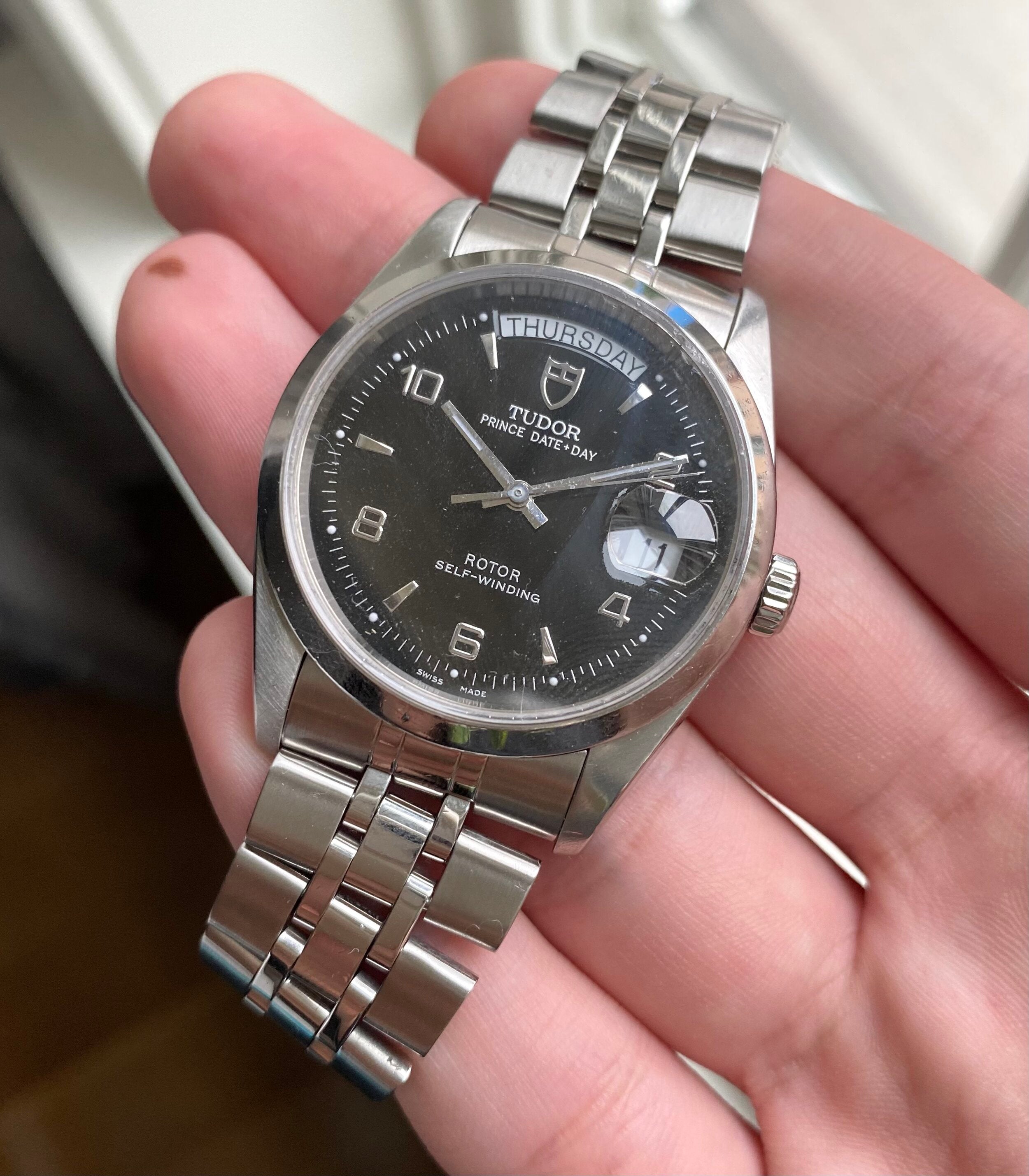 Tudor Oyster Prince Date-day — Glossy Black Dial