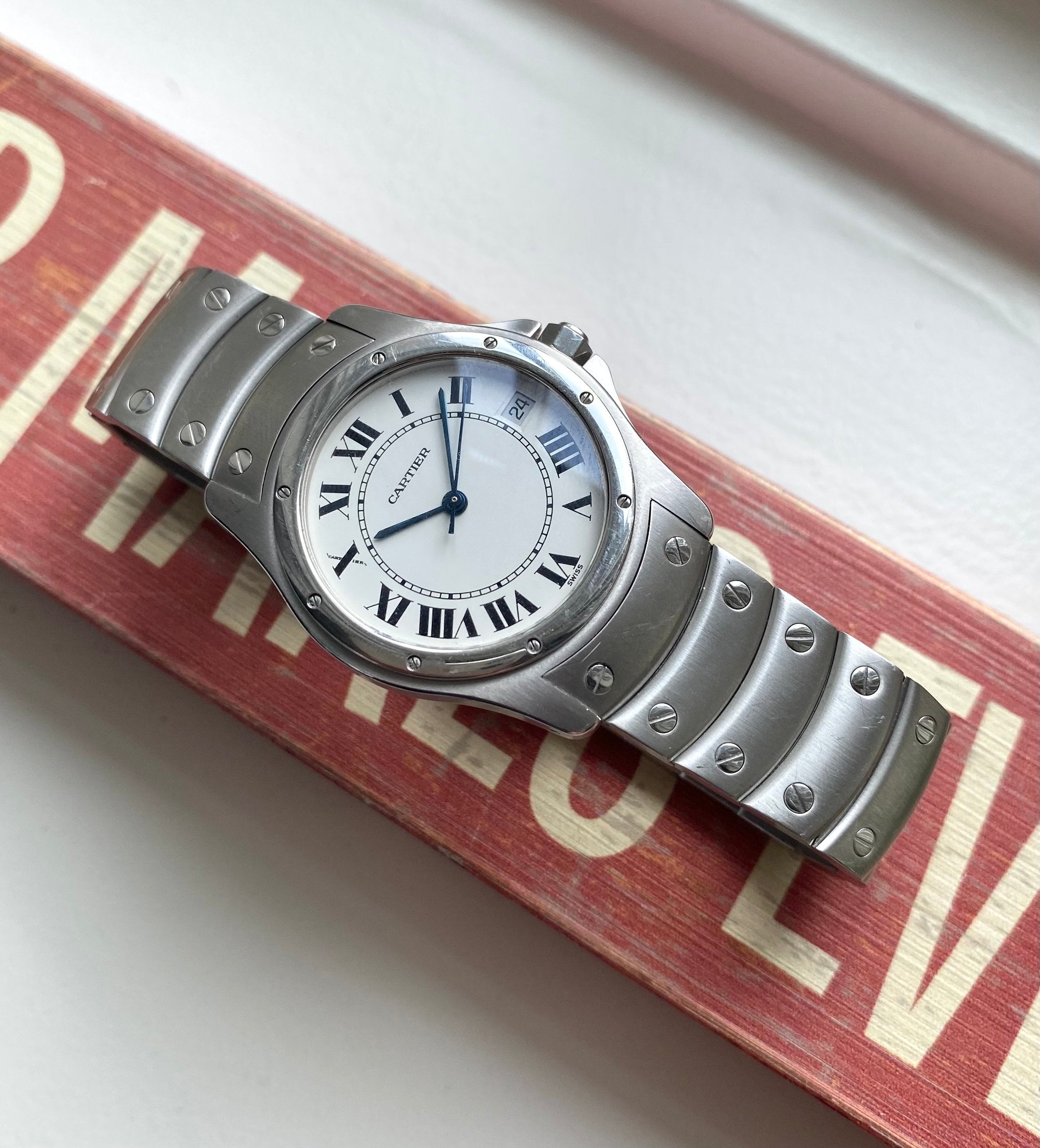 Cartier Santos Round — White Roman Numerals