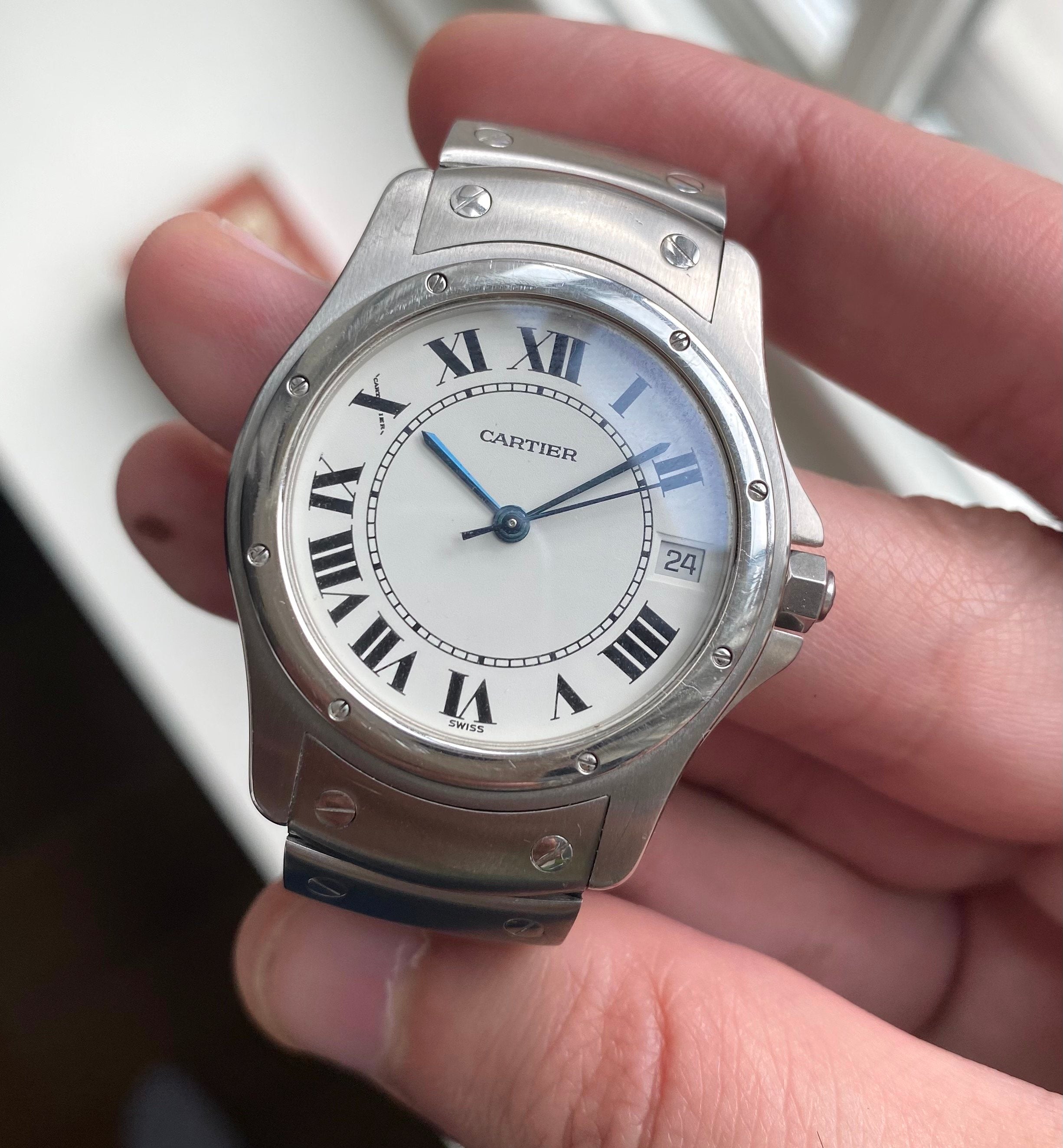 Cartier Santos Round — White Roman Numerals