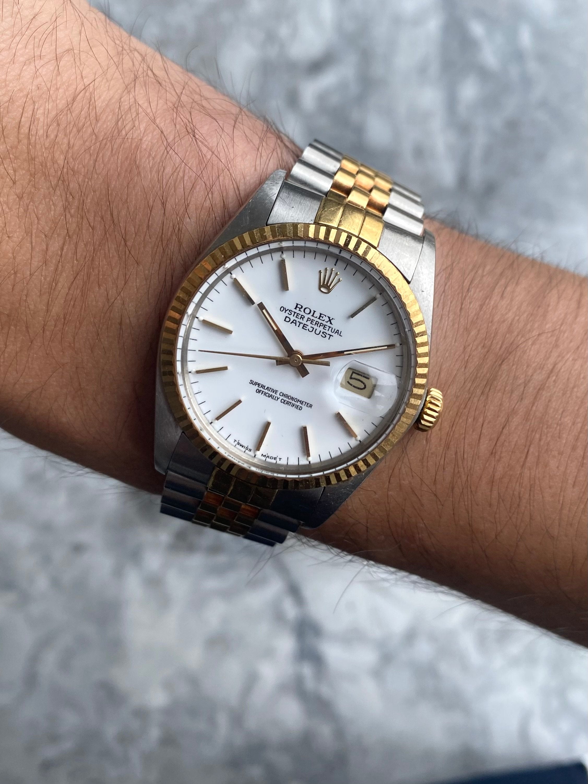 Rolex Datejust 16013 - Porcelain White Dial.