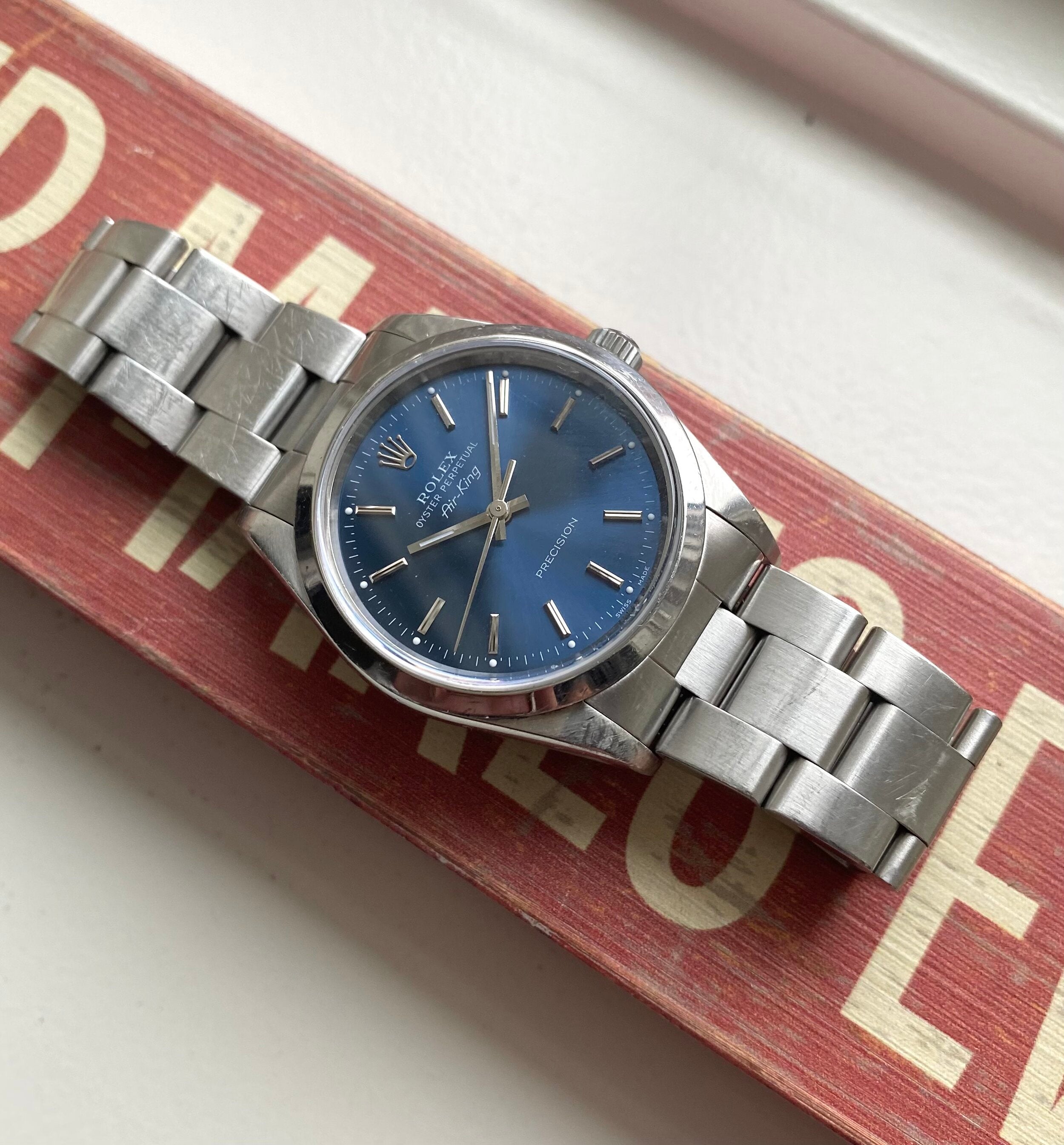 Rolex Air King ref. 14000 — Blue Dial with Papers