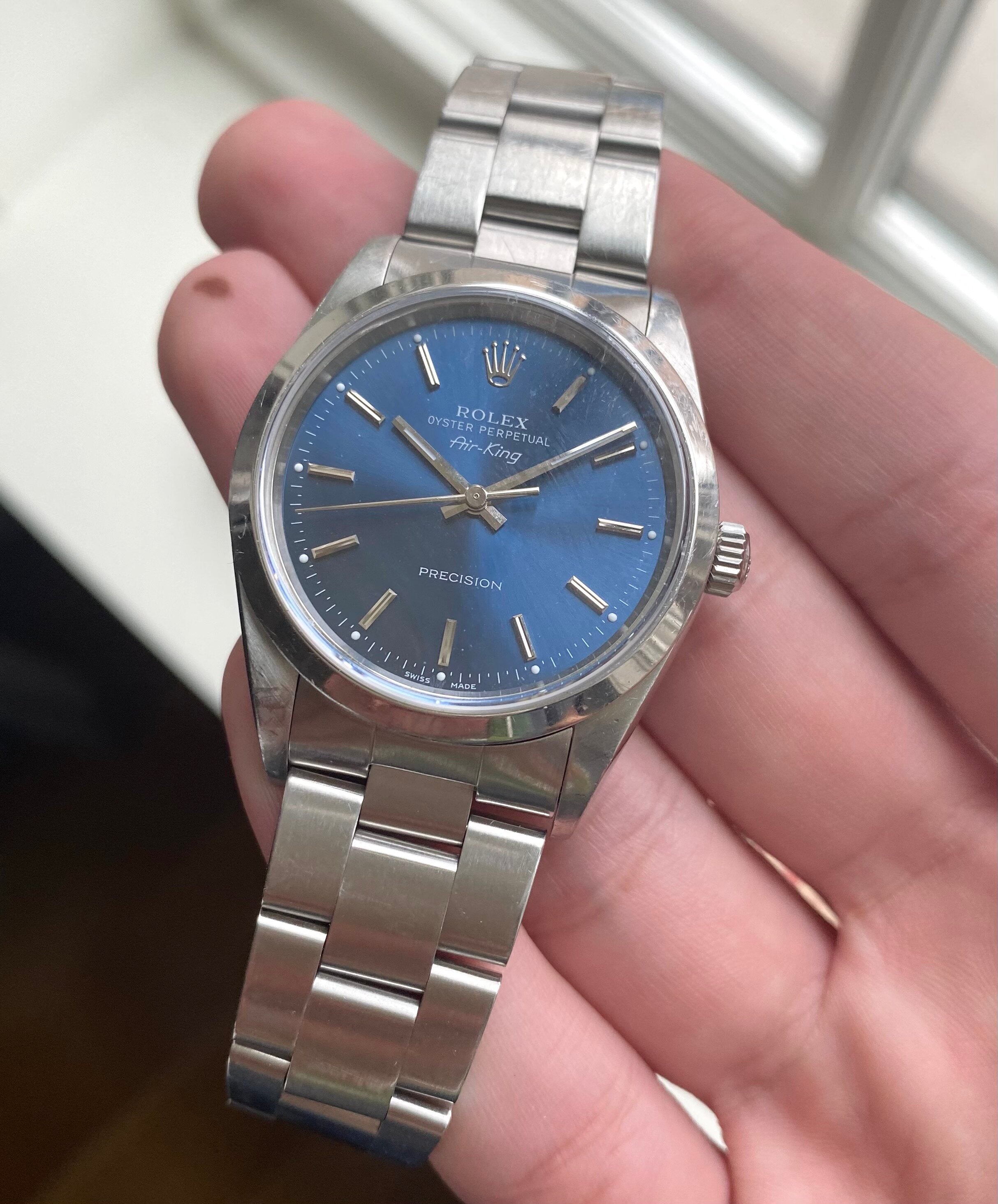 Rolex Air King ref. 14000 — Blue Dial with Papers