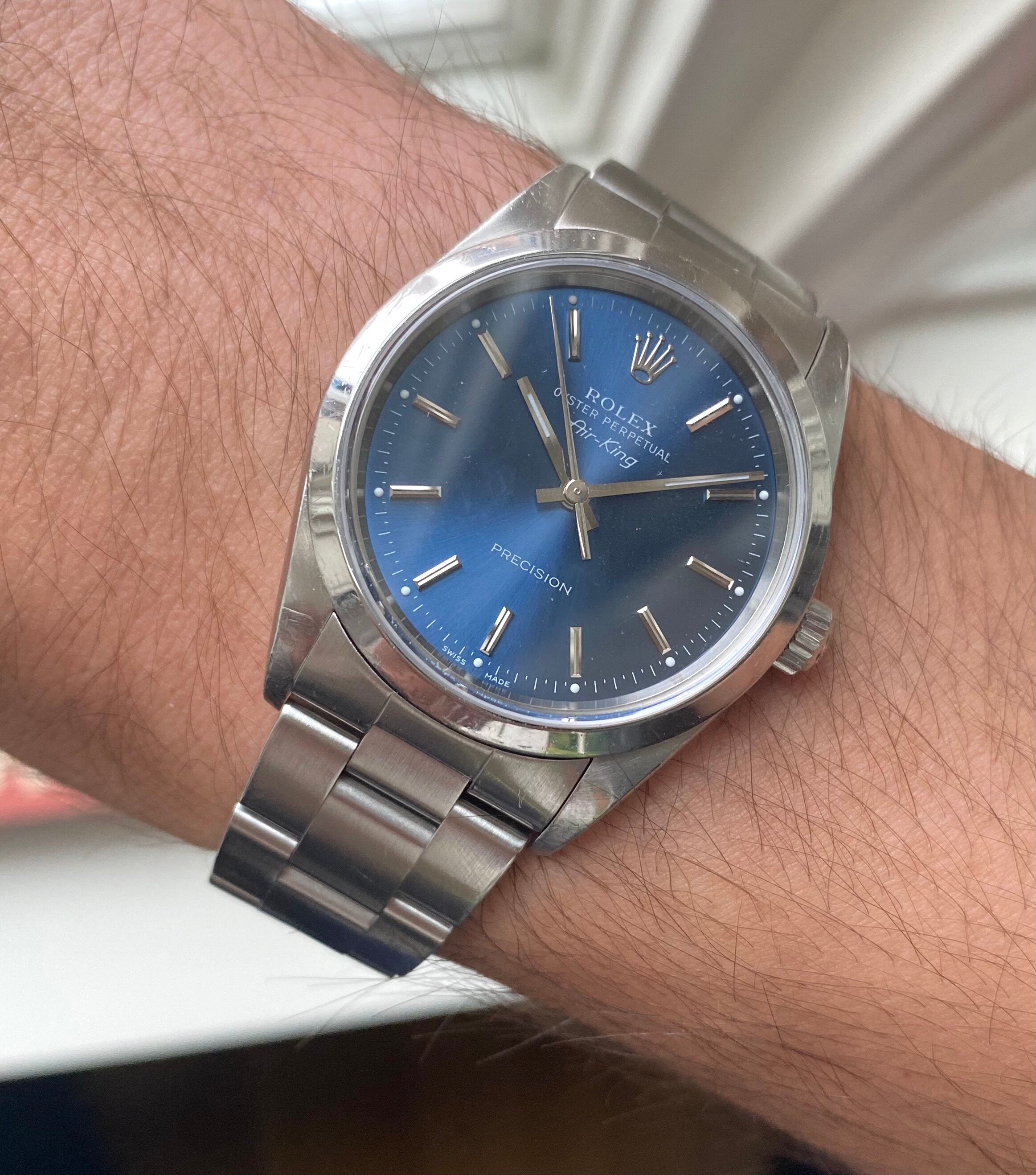 Rolex Air King ref. 14000 — Blue Dial with Papers