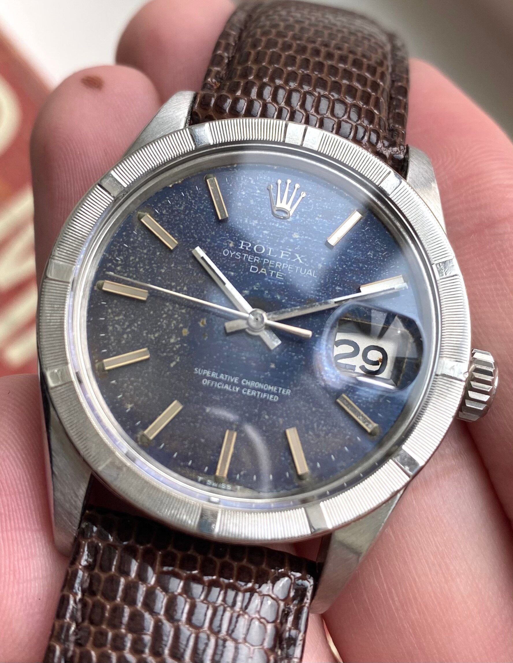 Rolex Oyster Perpetual Date ref. 1501 — Blue Mosaic Dial