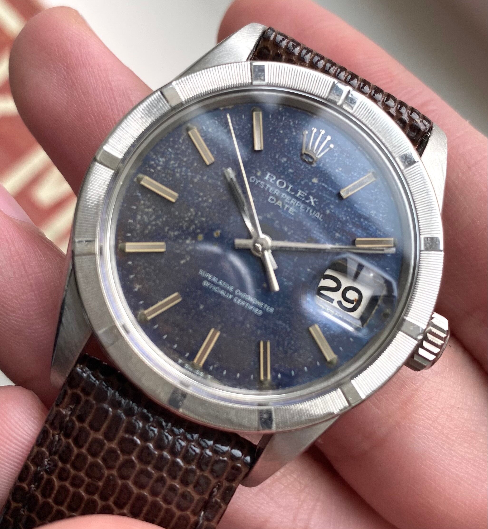 Rolex Oyster Perpetual Date ref. 1501 — Blue Mosaic Dial