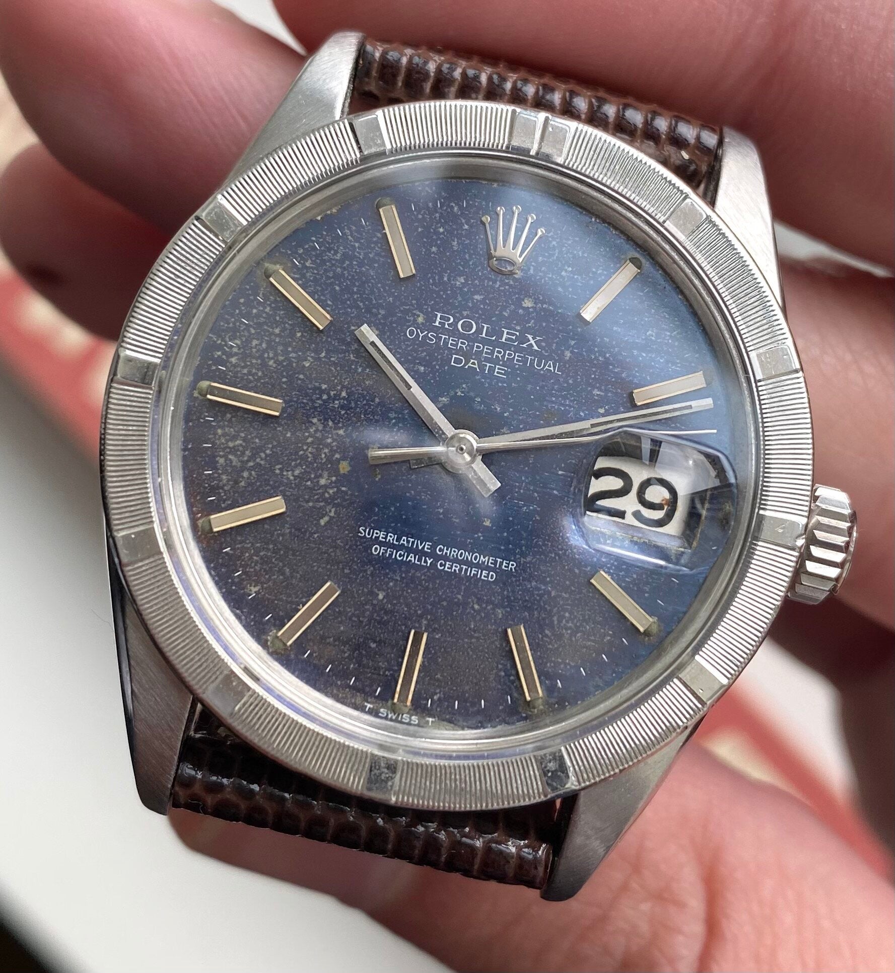 Rolex Oyster Perpetual Date ref. 1501 — Blue Mosaic Dial