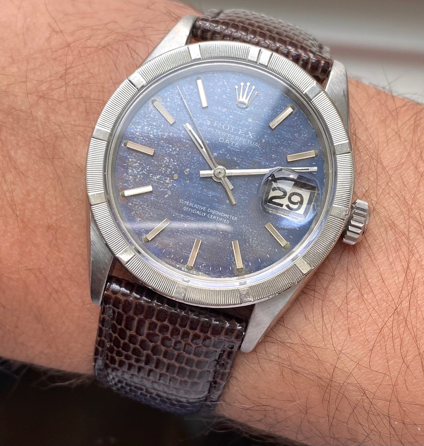 Rolex Oyster Perpetual Date ref. 1501 — Blue Mosaic Dial