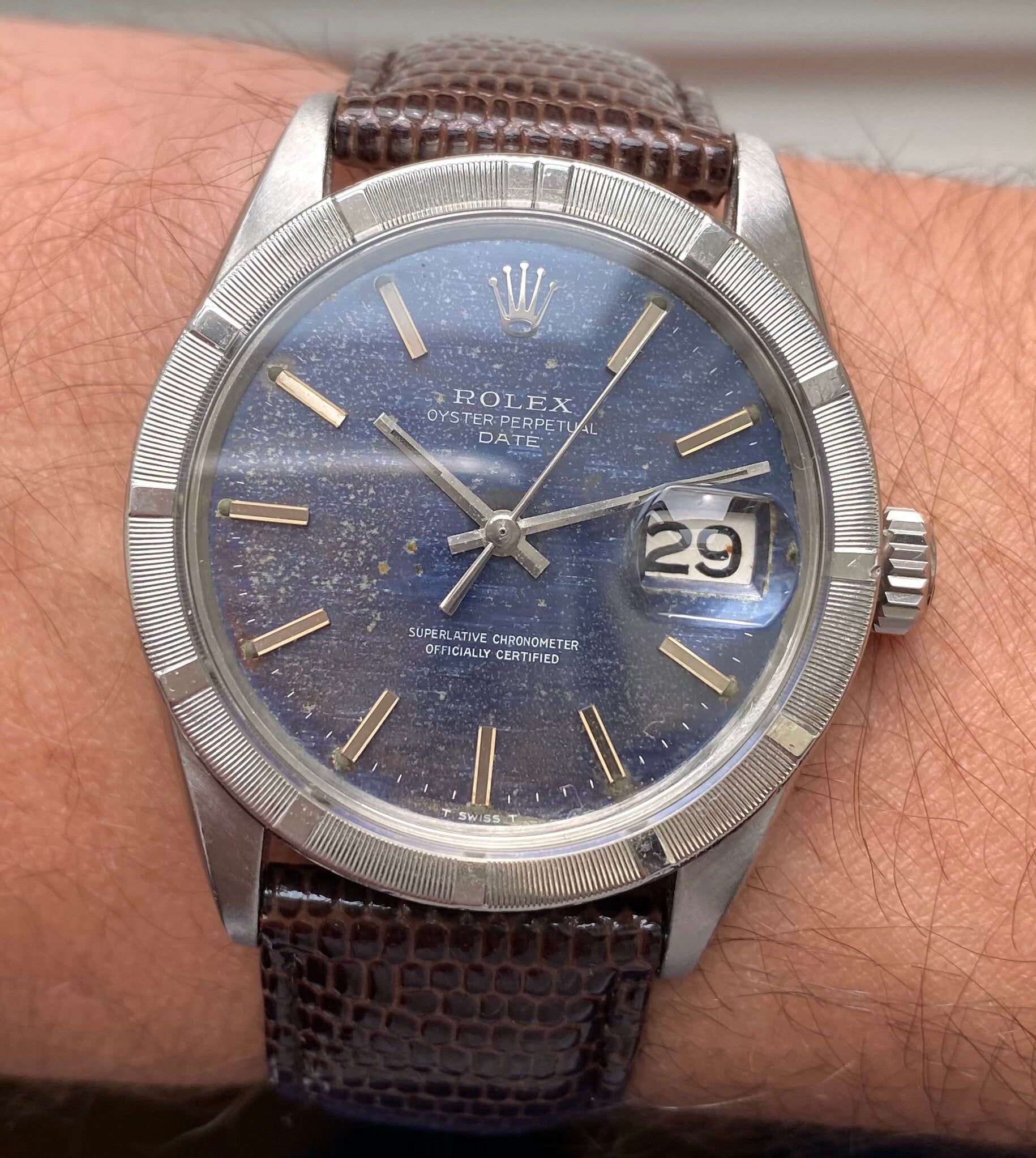 Rolex Oyster Perpetual Date ref. 1501 — Blue Mosaic Dial