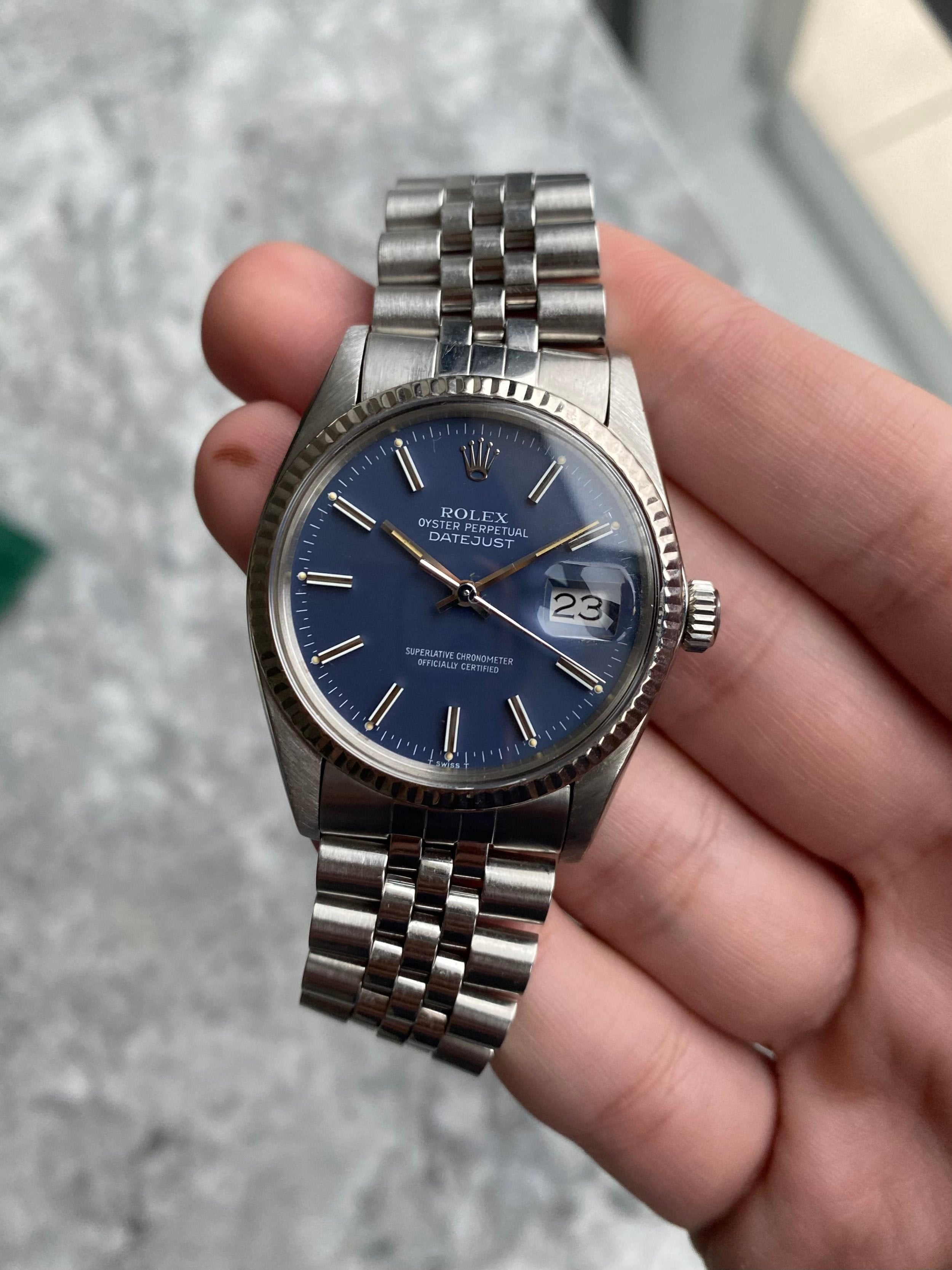 Rolex Datejust 16014 - Blue Dial w/ Papers.