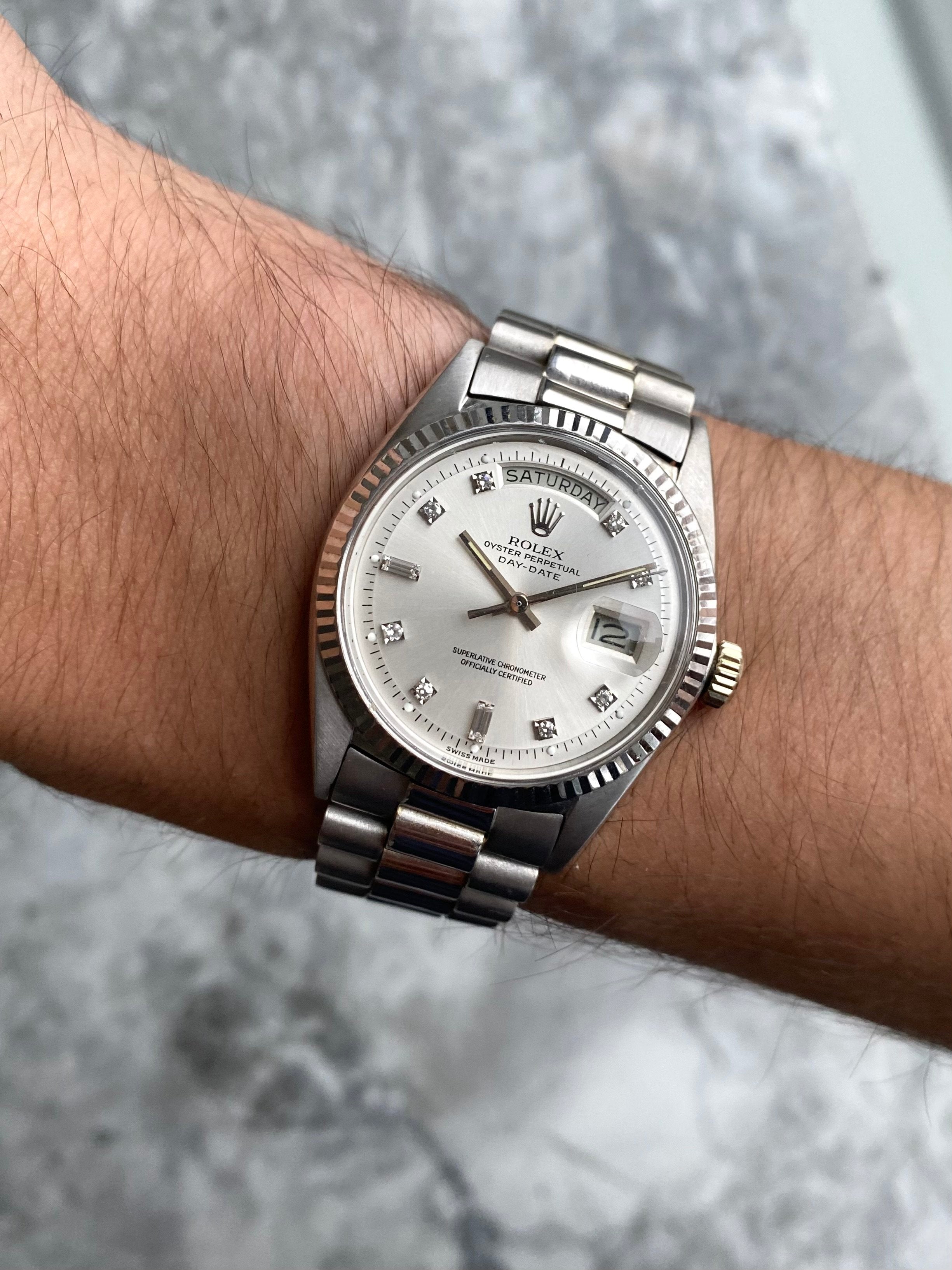 Rolex Daydate 1803 - Silver Diamond Dial.