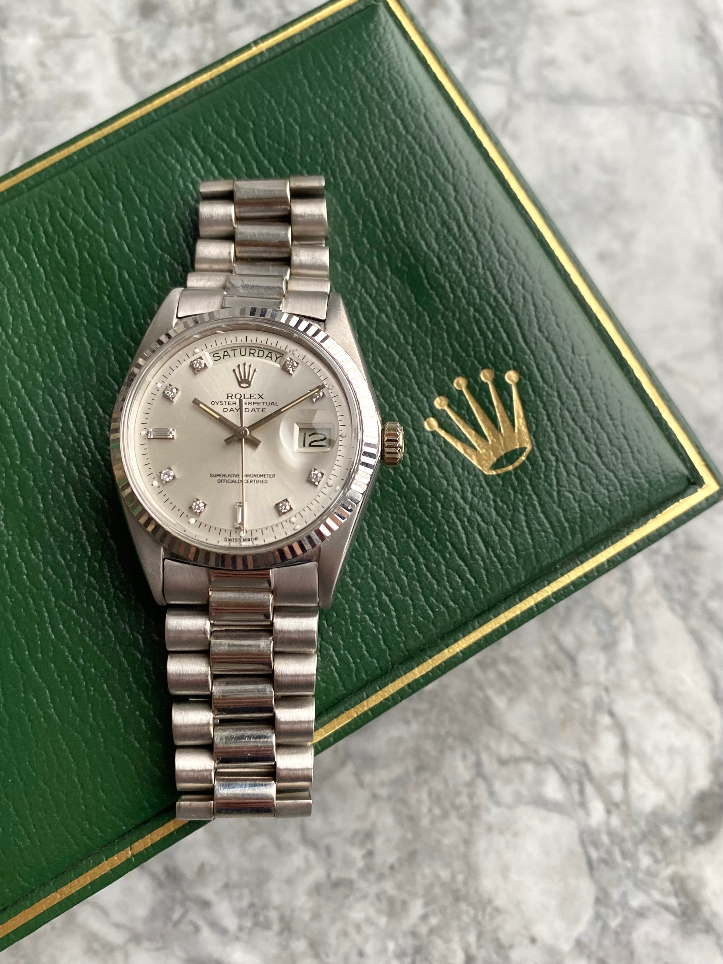 Rolex Daydate 1803 - Silver Diamond Dial.