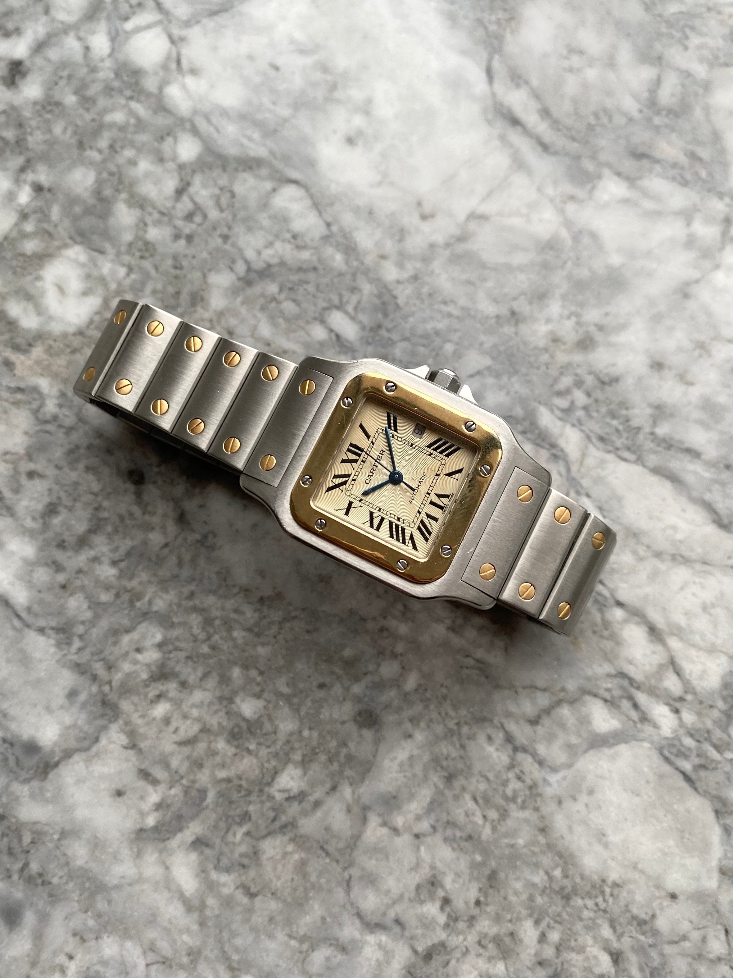 Cartier Santos 2319 - Two Tone Guilloche Dial.