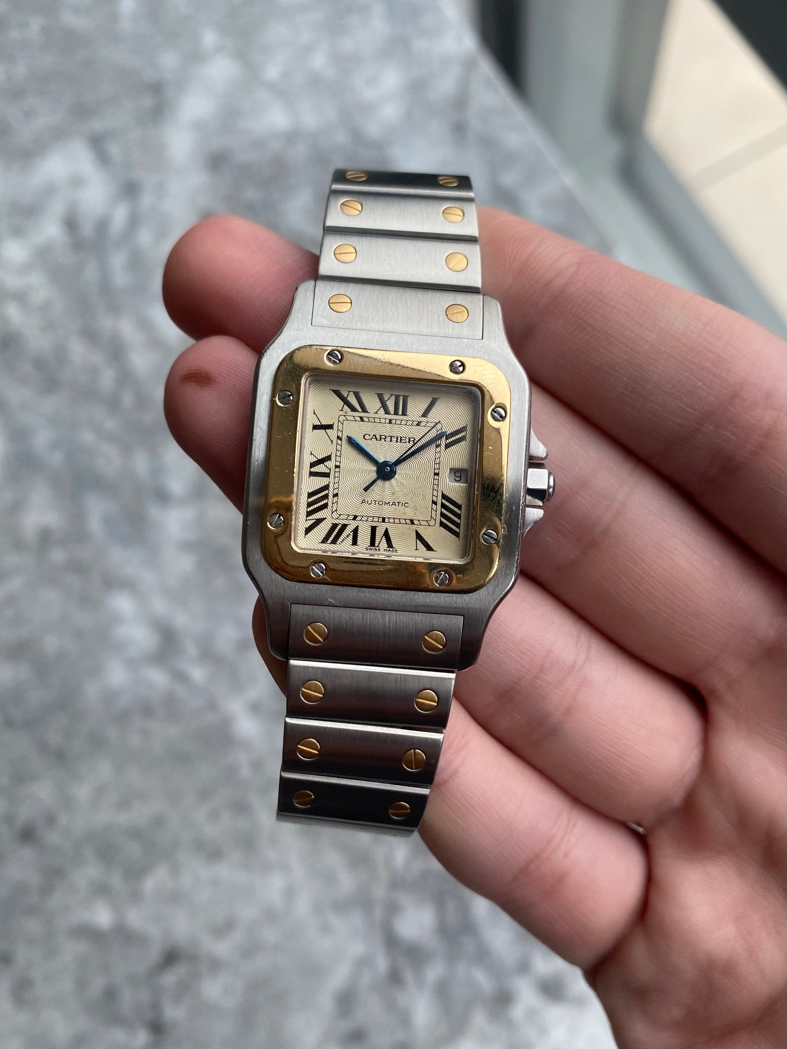 Cartier Santos 2319 - Two Tone Guilloche Dial.