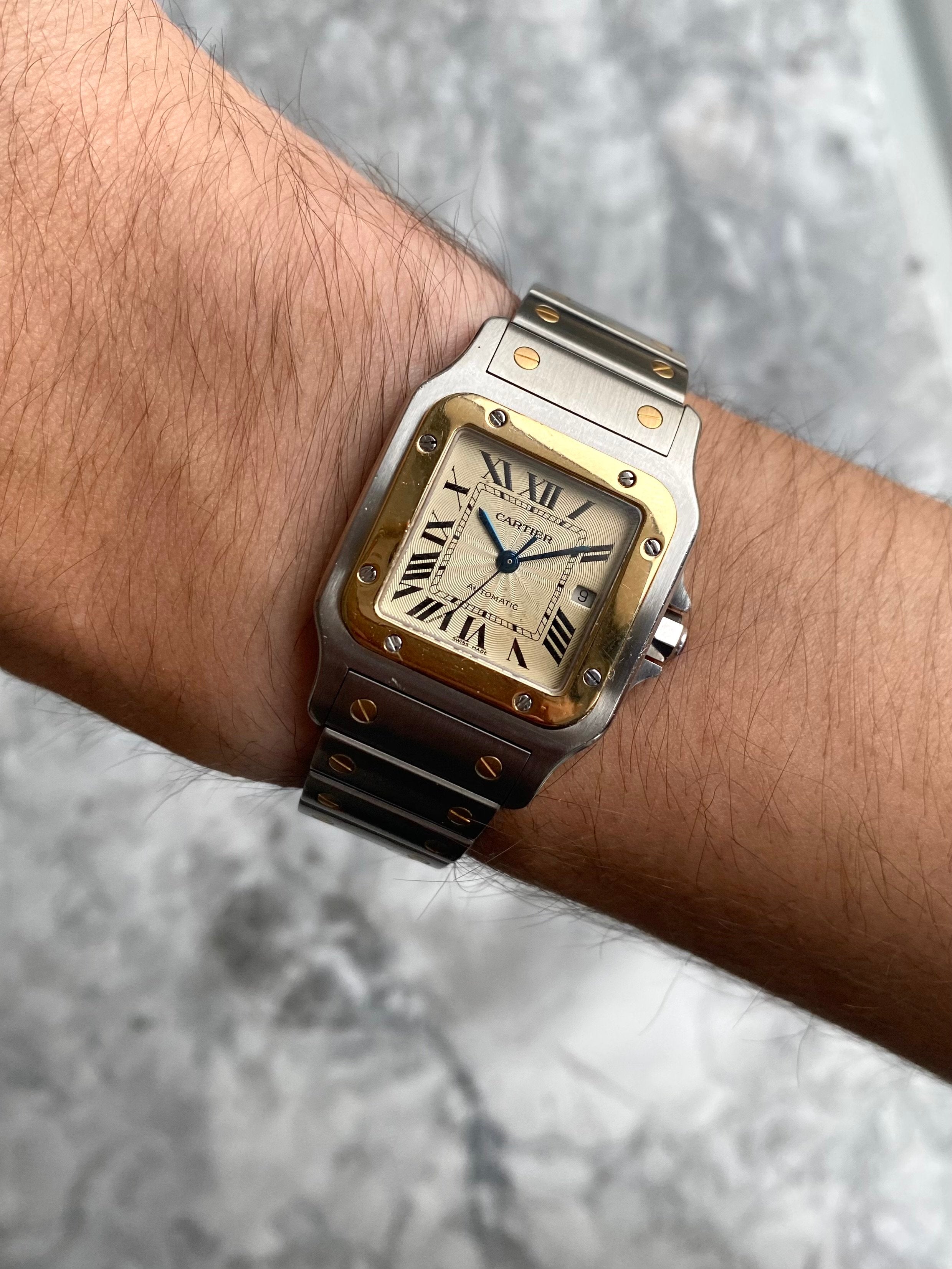 Cartier Santos 2319 - Two Tone Guilloche Dial.