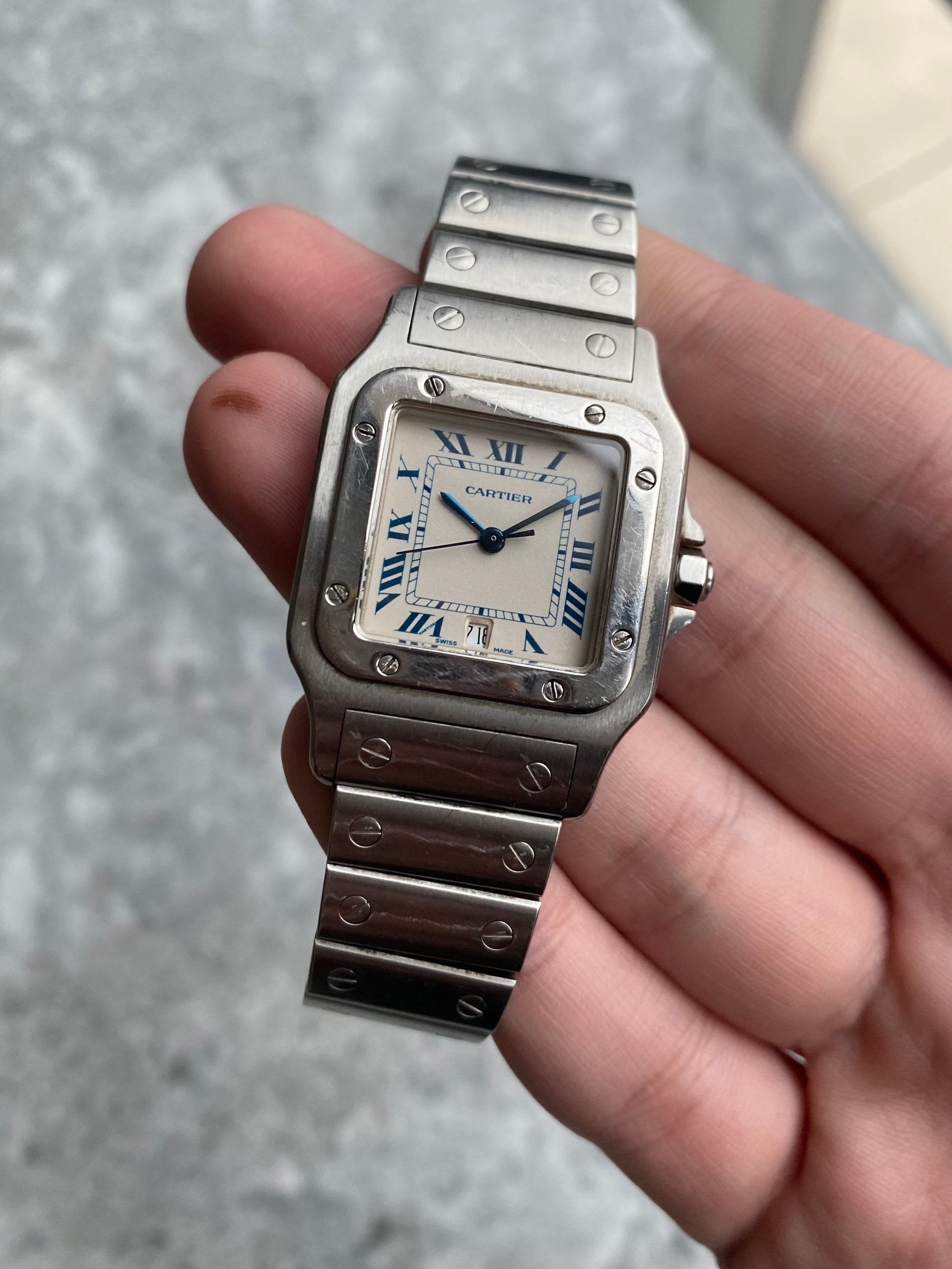 Cartier Santos 1564 - Blue Roman numerals.