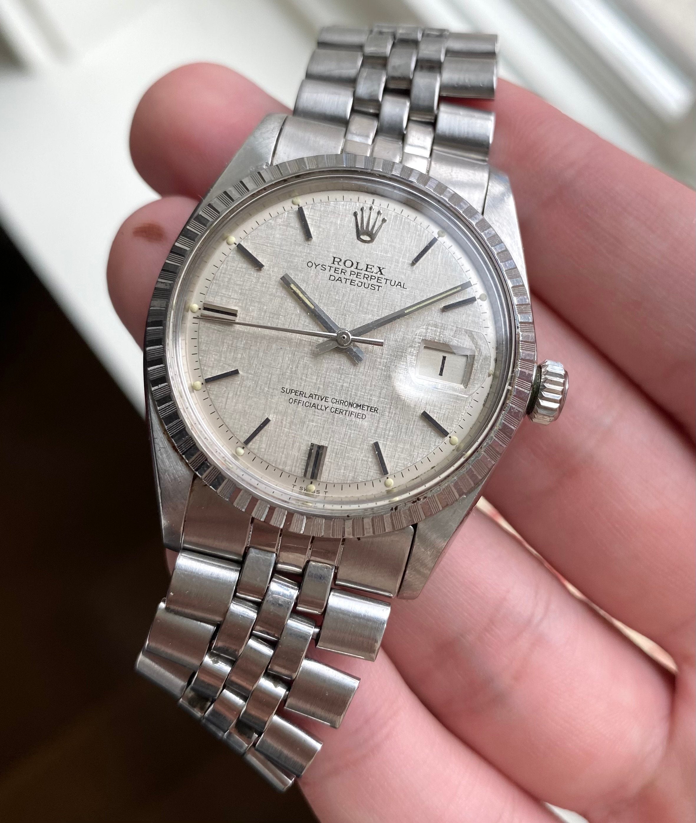 Rolex Datejust ref. 1603 — Silver Linen Dial