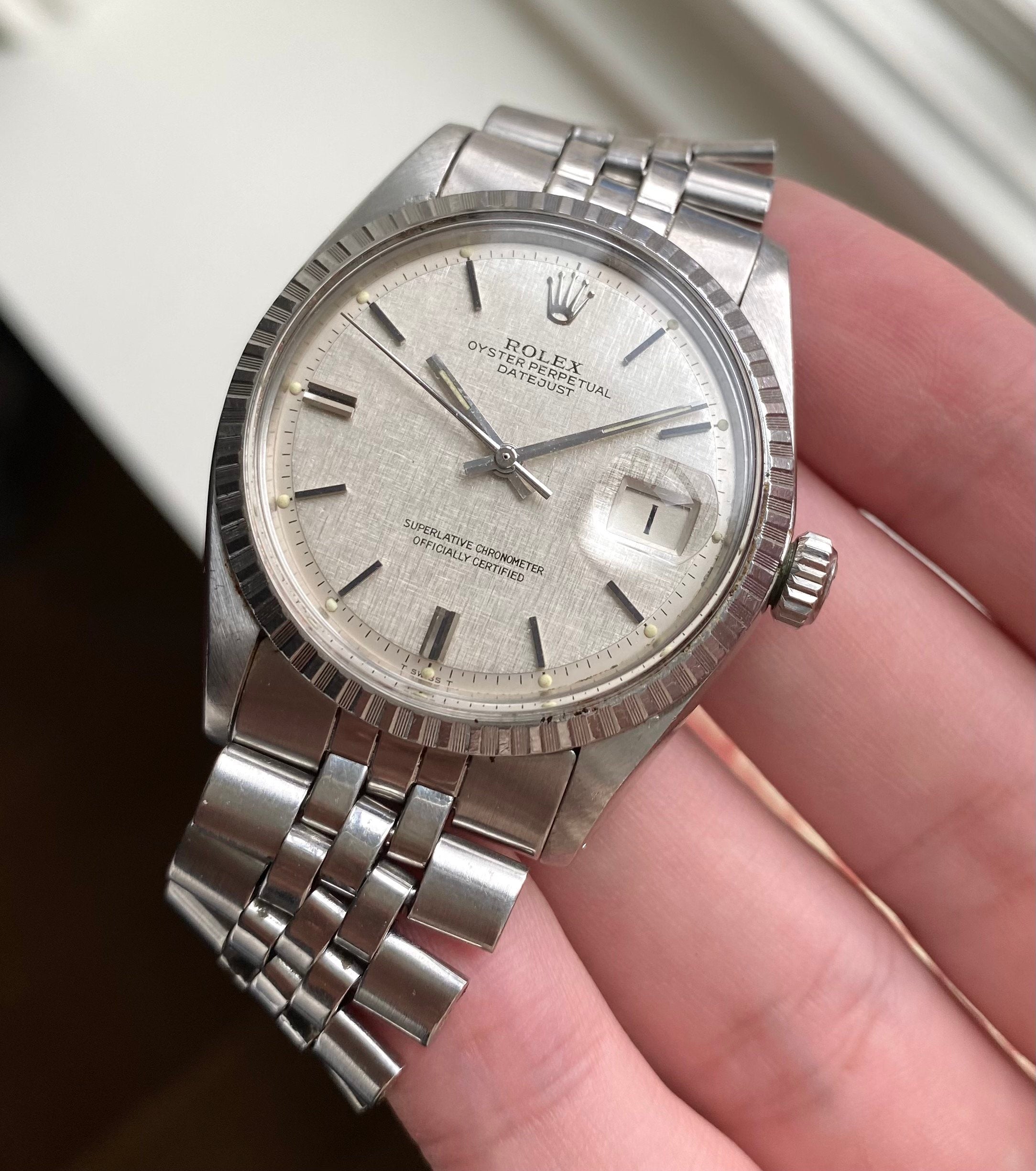 Rolex Datejust ref. 1603 — Silver Linen Dial