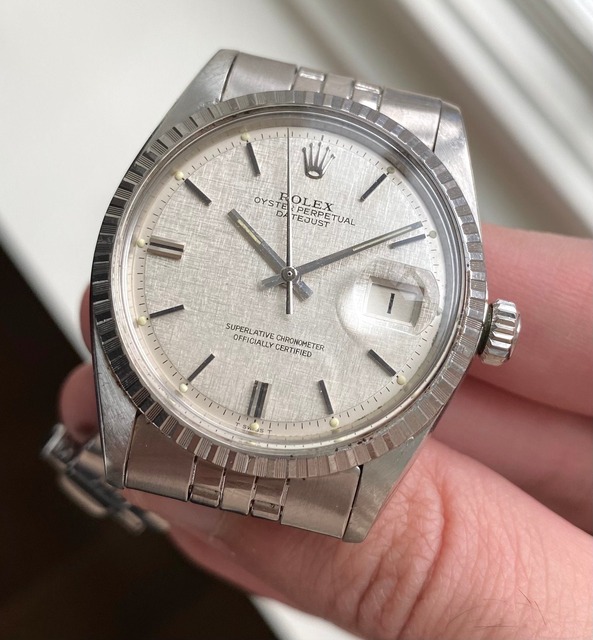 Rolex Datejust ref. 1603 — Silver Linen Dial