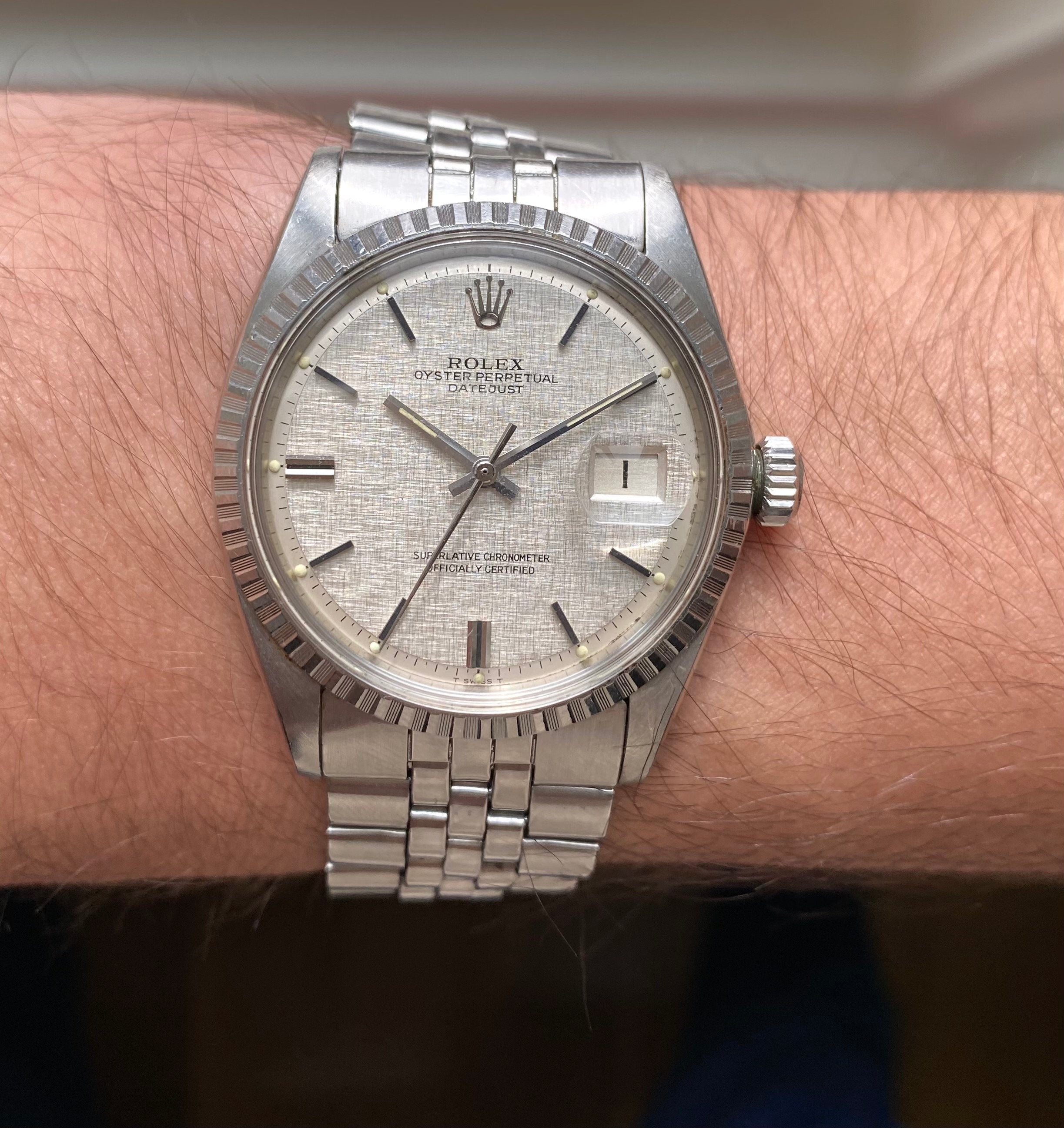 Rolex Datejust ref. 1603 — Silver Linen Dial