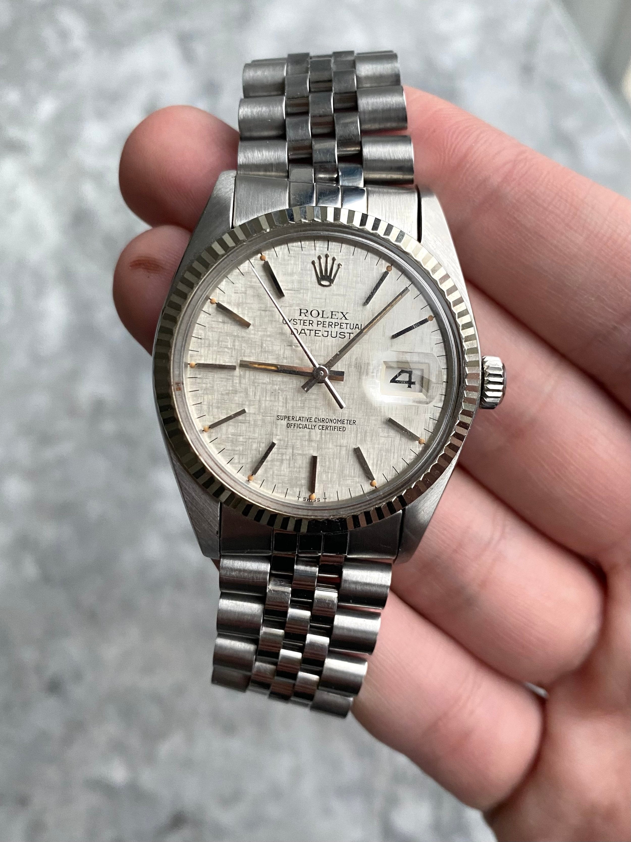 Rolex Datejust 16014 - Silver Linen.