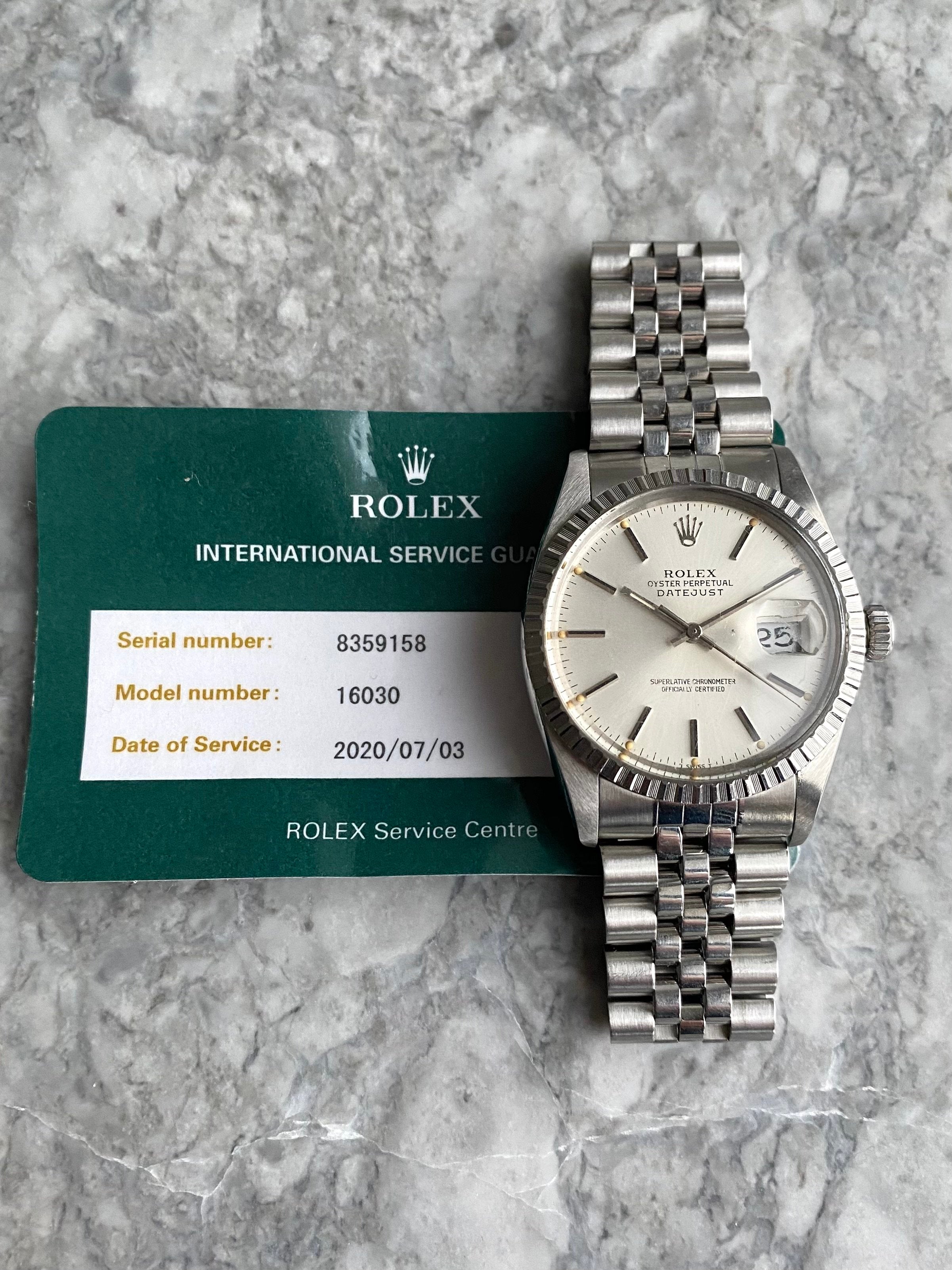 Rolex Datejust 16030 - Service Card.