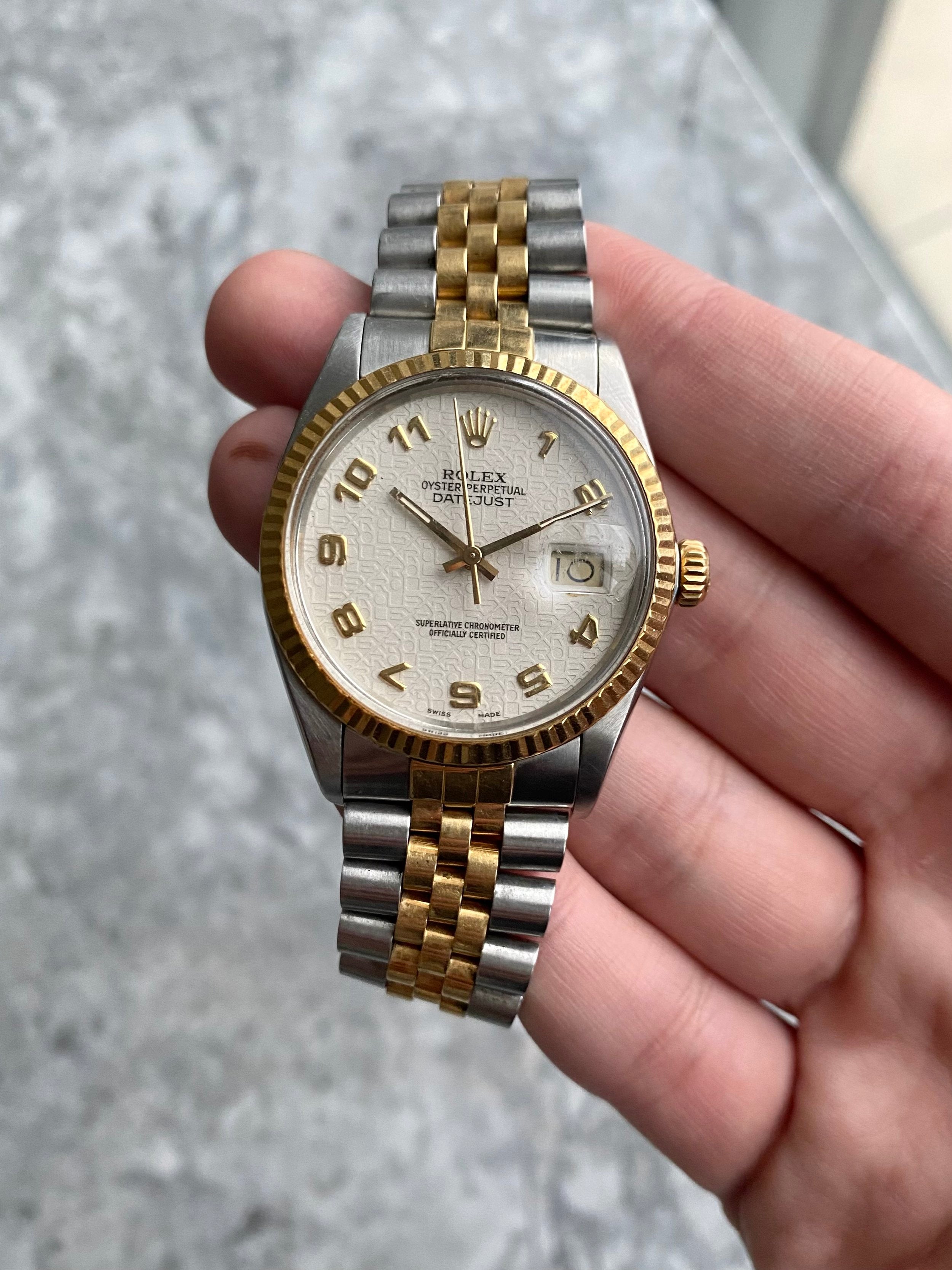 Rolex Datejust 16233 - White Arabic Numerals.