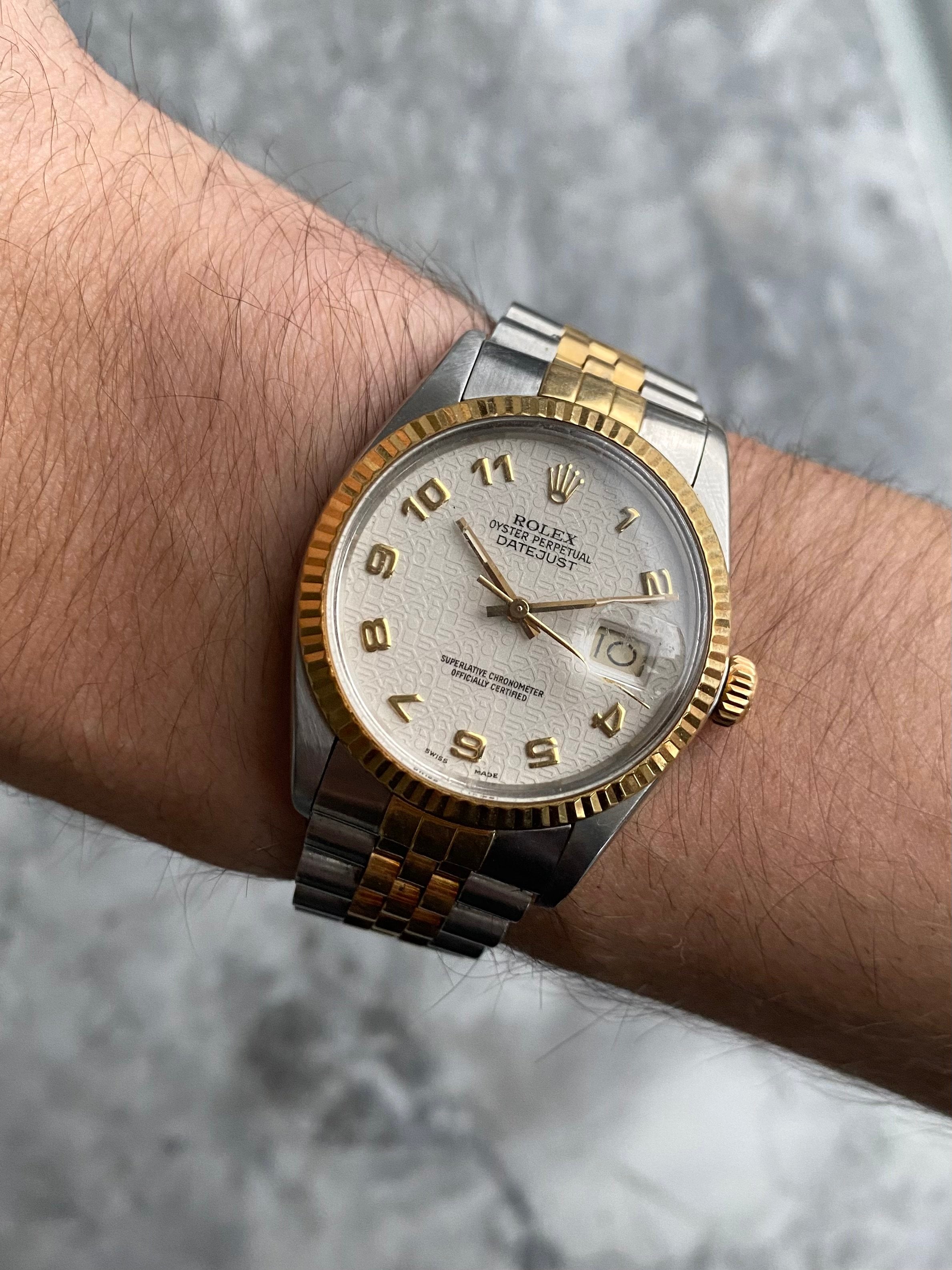 Rolex Datejust 16233 - White Arabic Numerals.