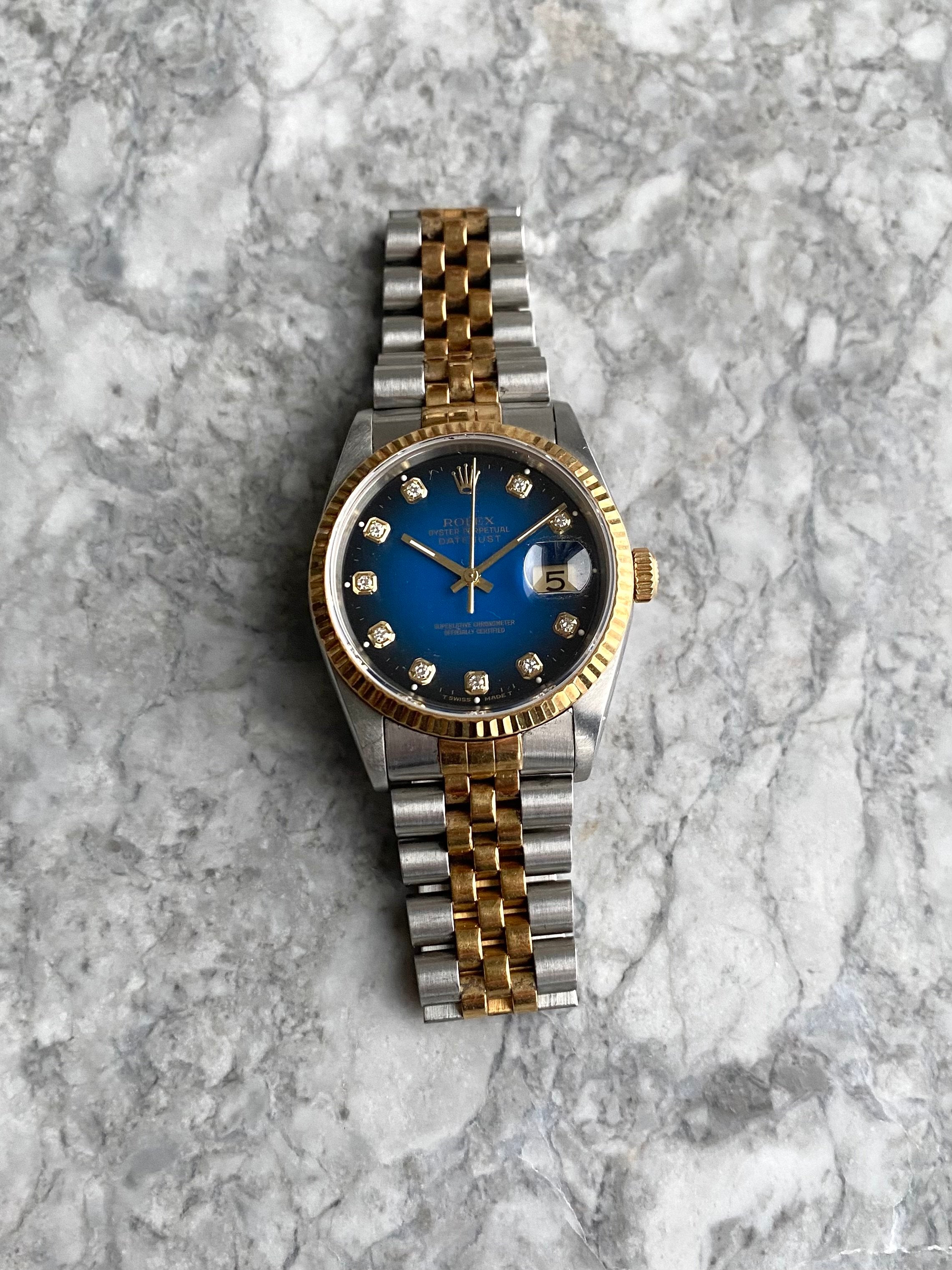 Rolex Datejust 16233G - Blue Vignette Diamond