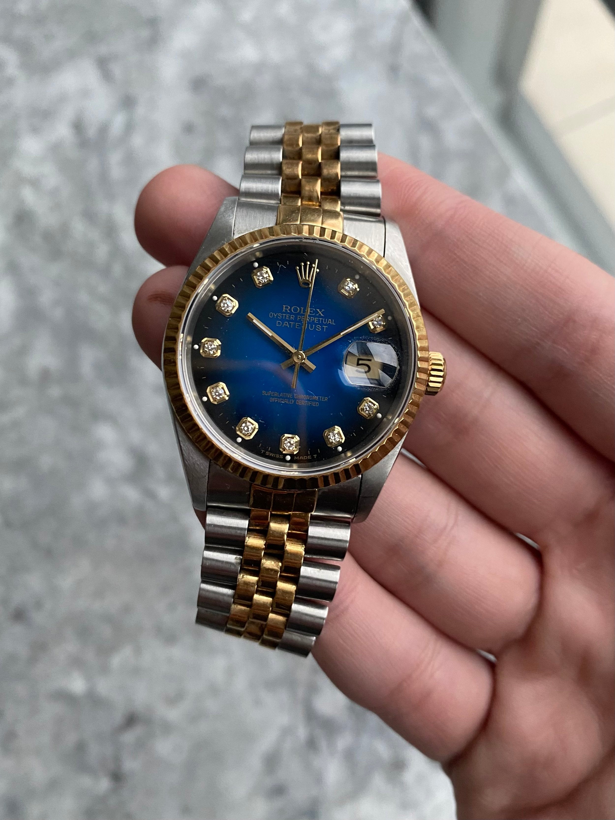 Rolex Datejust 16233G - Blue Vignette Diamond