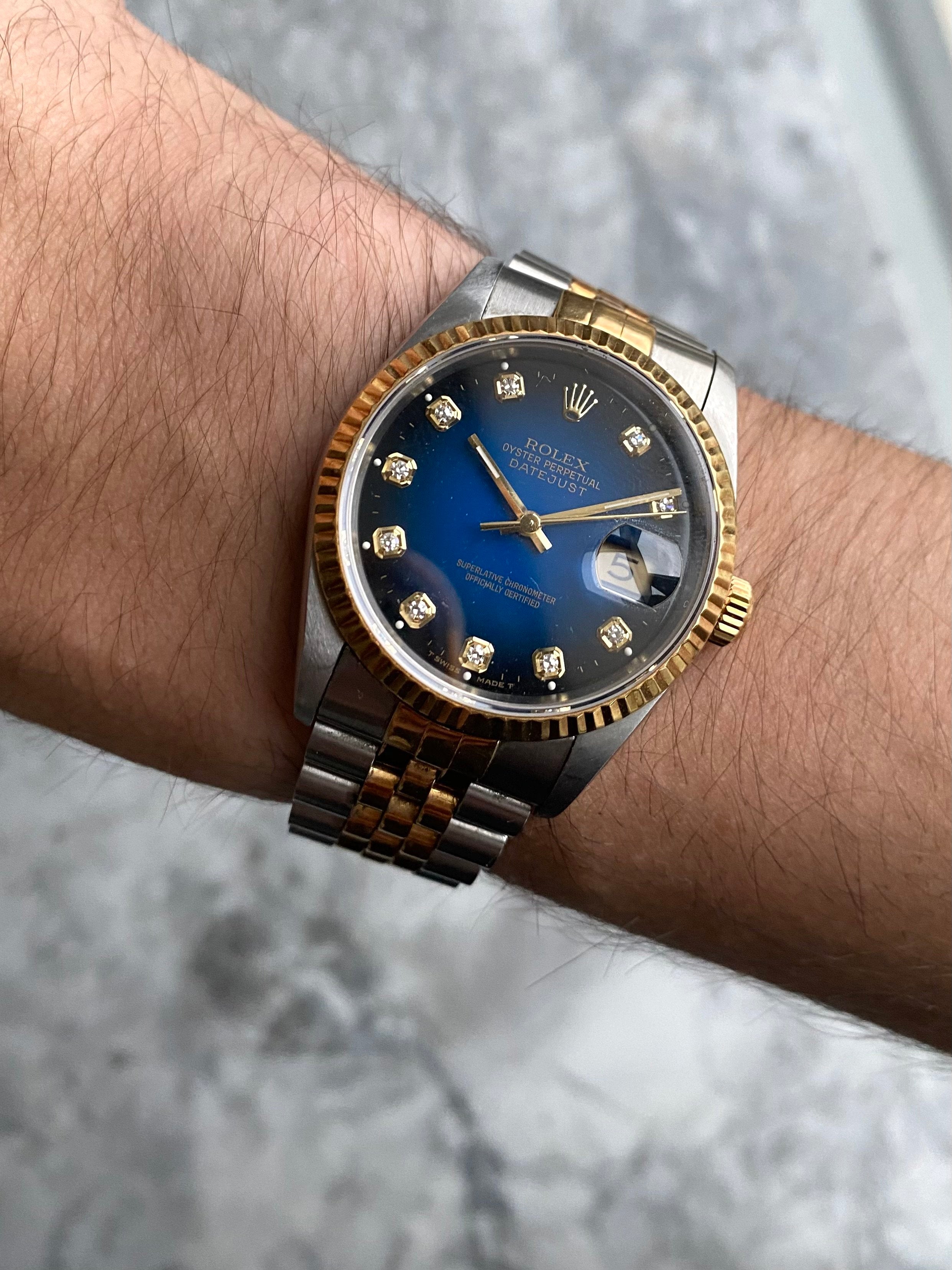 Rolex Datejust 16233G - Blue Vignette Diamond